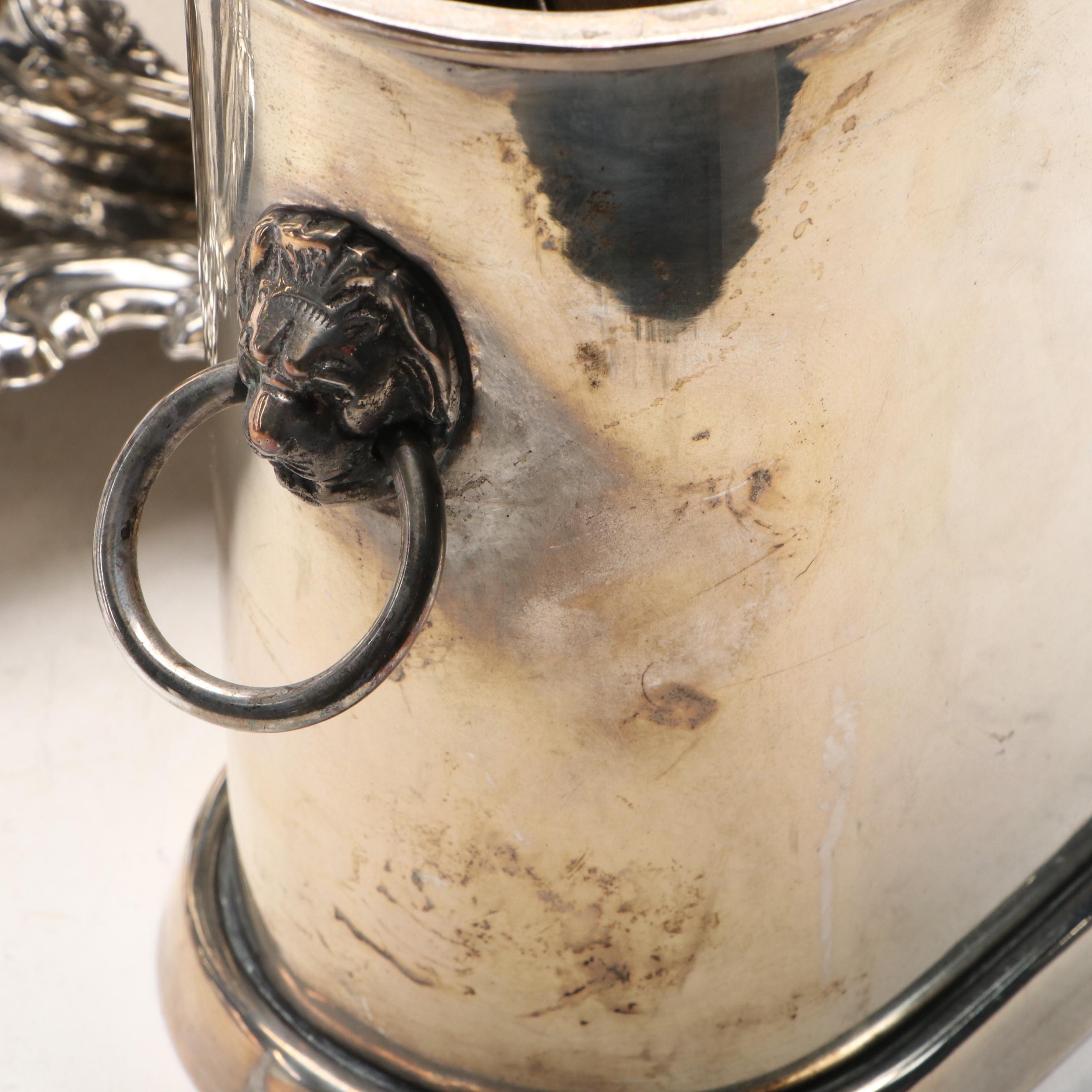 High Horse Studio Cachepot with Other Silver Plate Equestrian Trophies