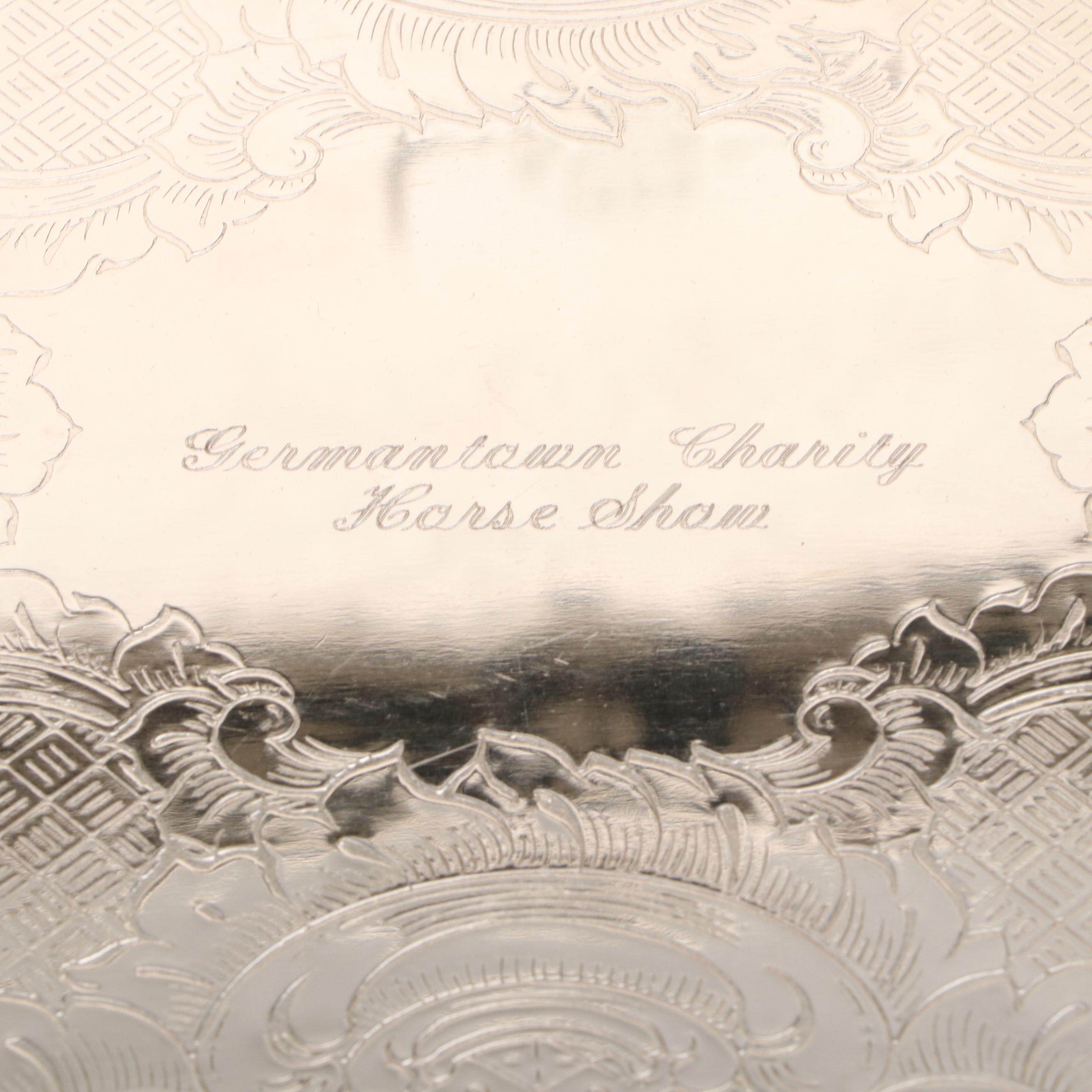 High Horse Studio Cachepot with Other Silver Plate Equestrian Trophies