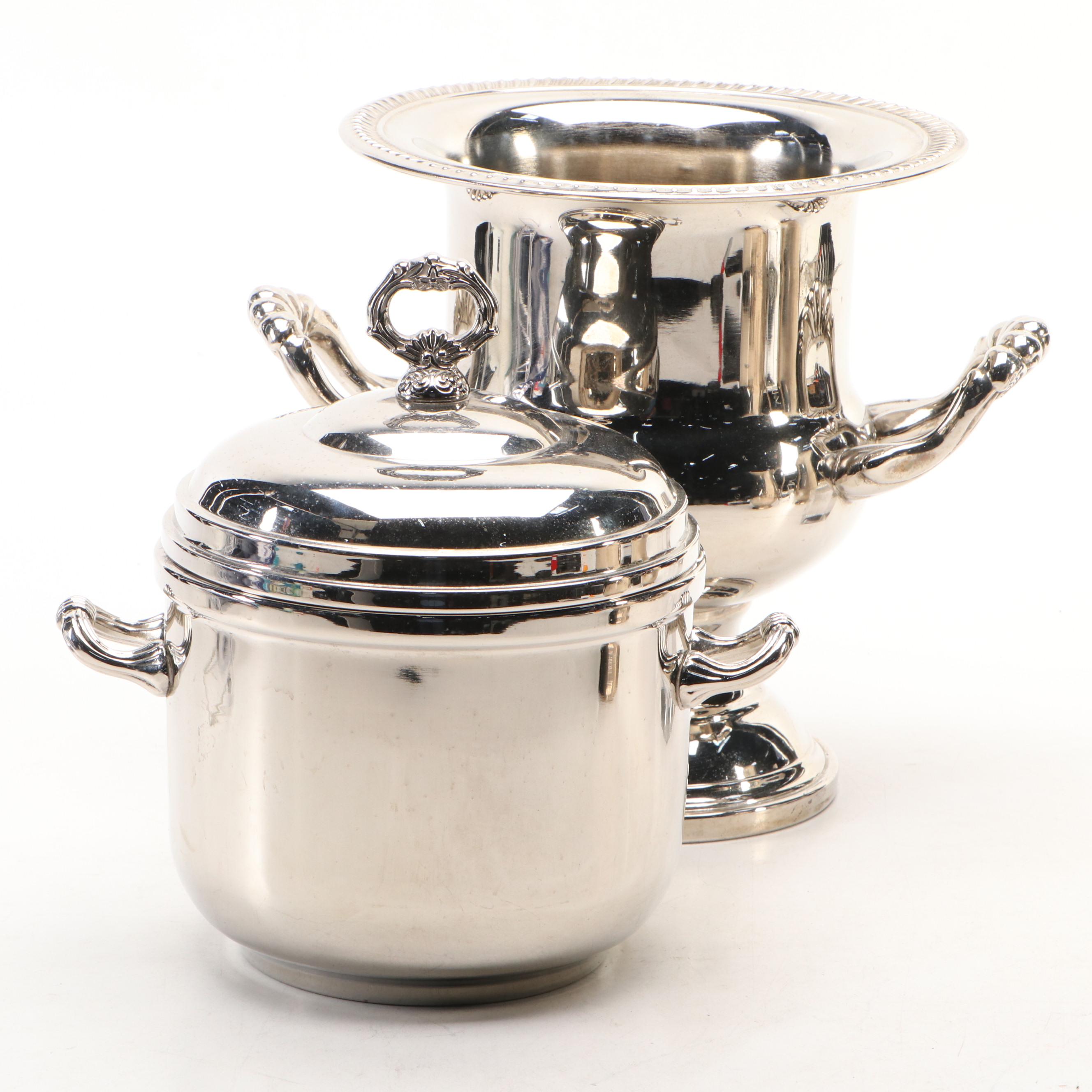 High Horse Studio Cachepot with Other Silver Plate Equestrian Trophies
