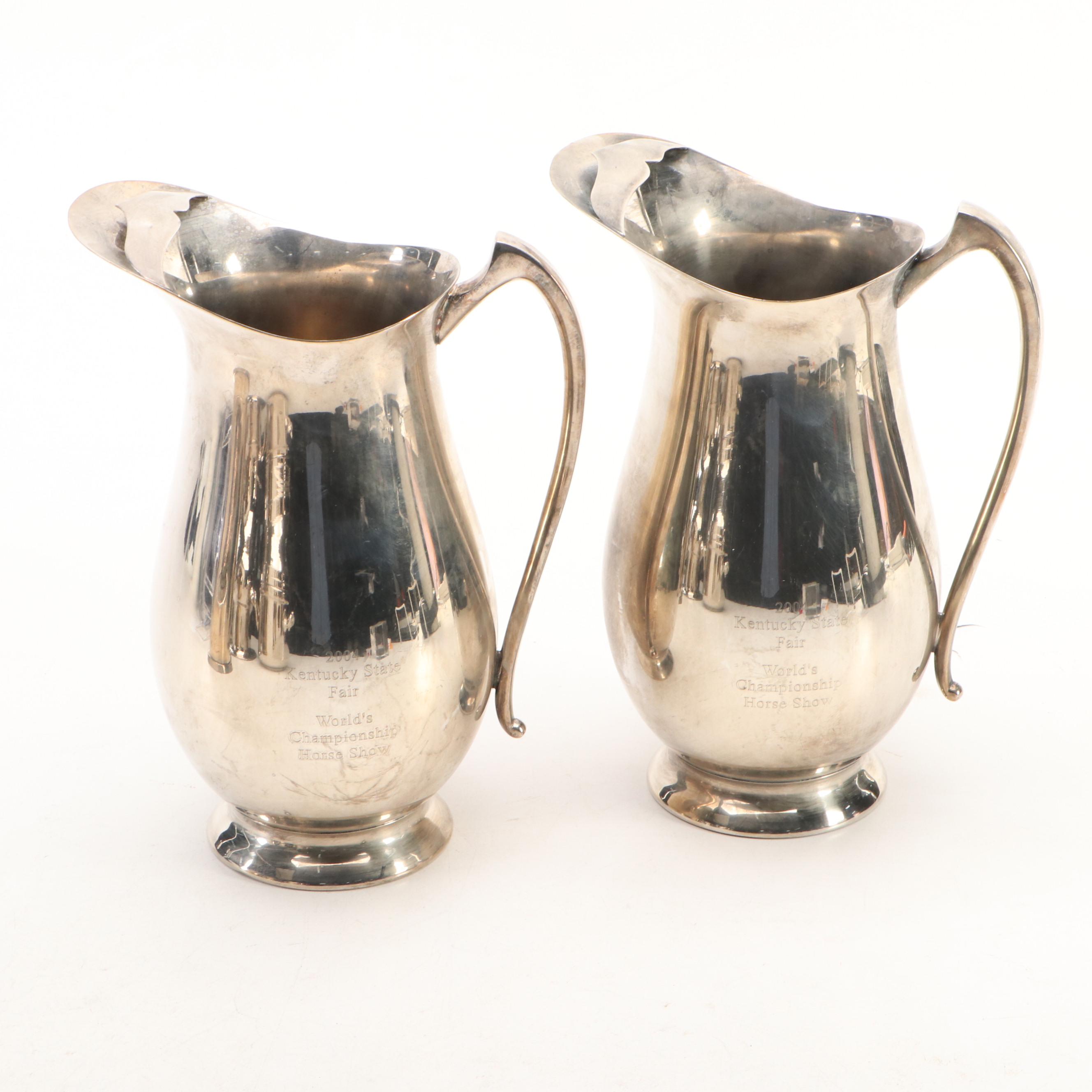 High Horse Studio Cachepot with Other Silver Plate Equestrian Trophies