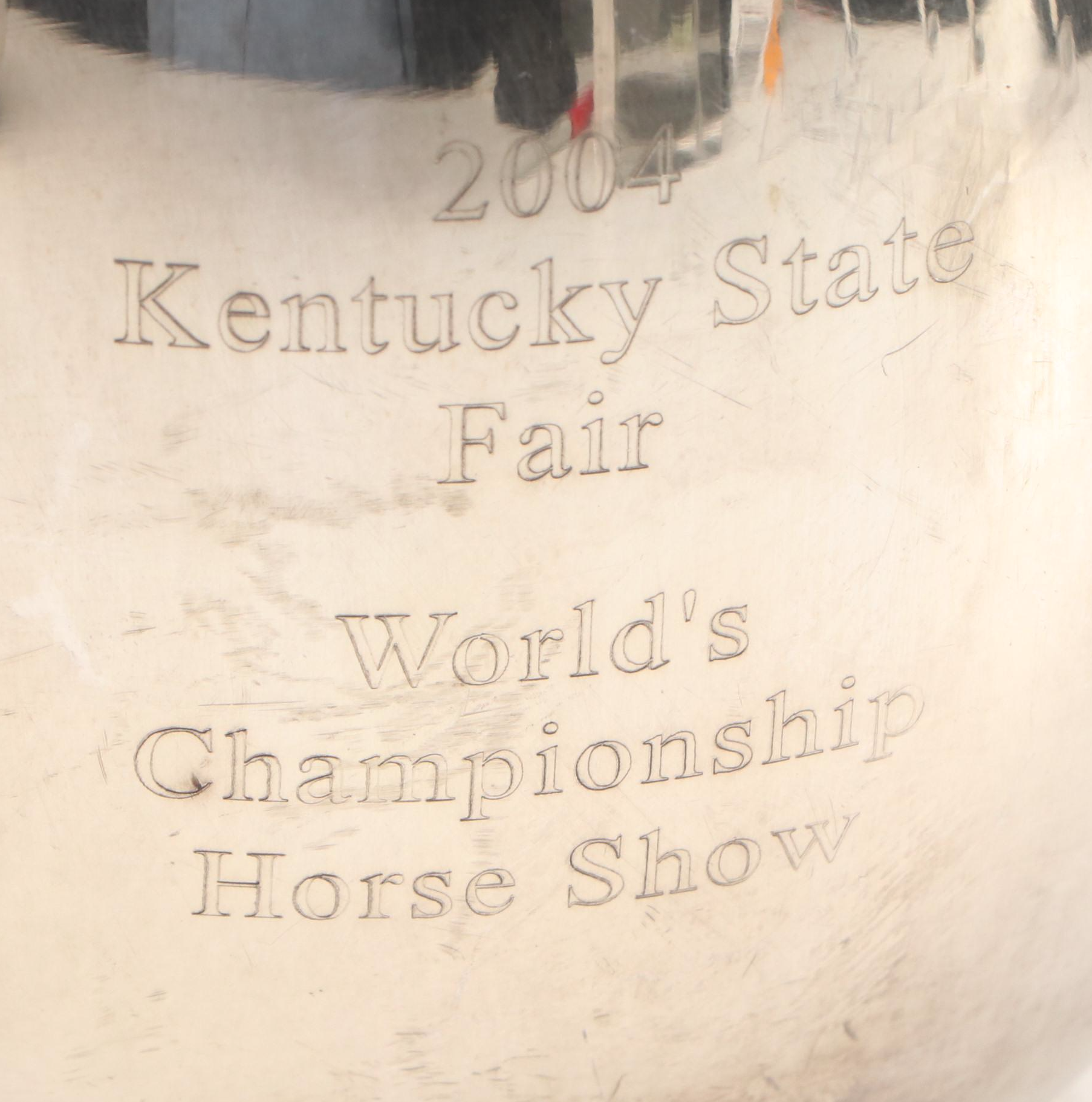 High Horse Studio Cachepot with Other Silver Plate Equestrian Trophies