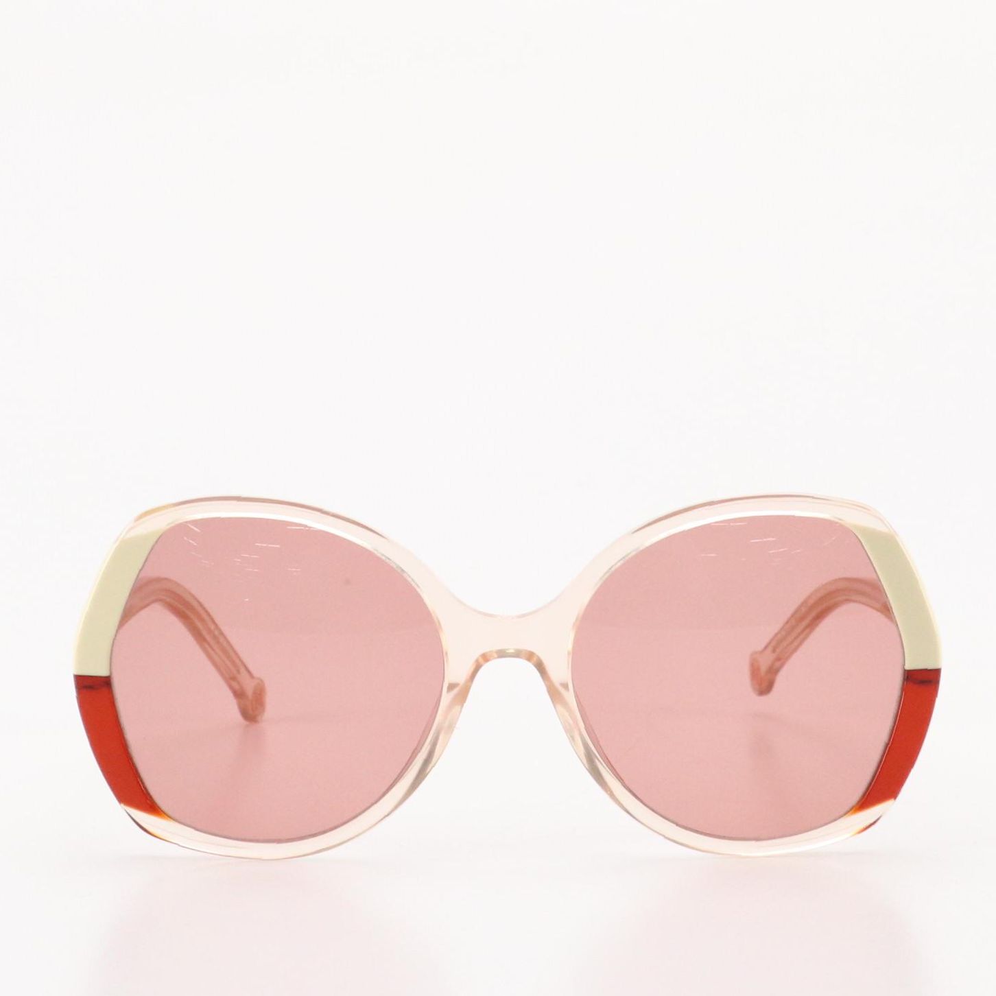 Carolina Herrera CH0051/S Oversized Geometric Pink Lens Sunglasses With Box