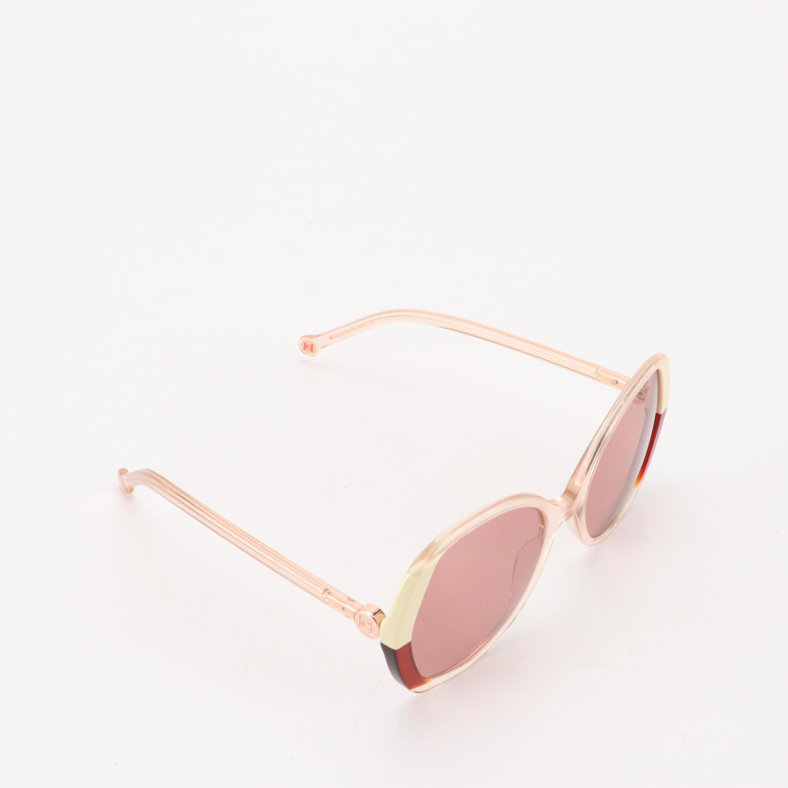Carolina Herrera CH0051/S Oversized Geometric Pink Lens Sunglasses With Box