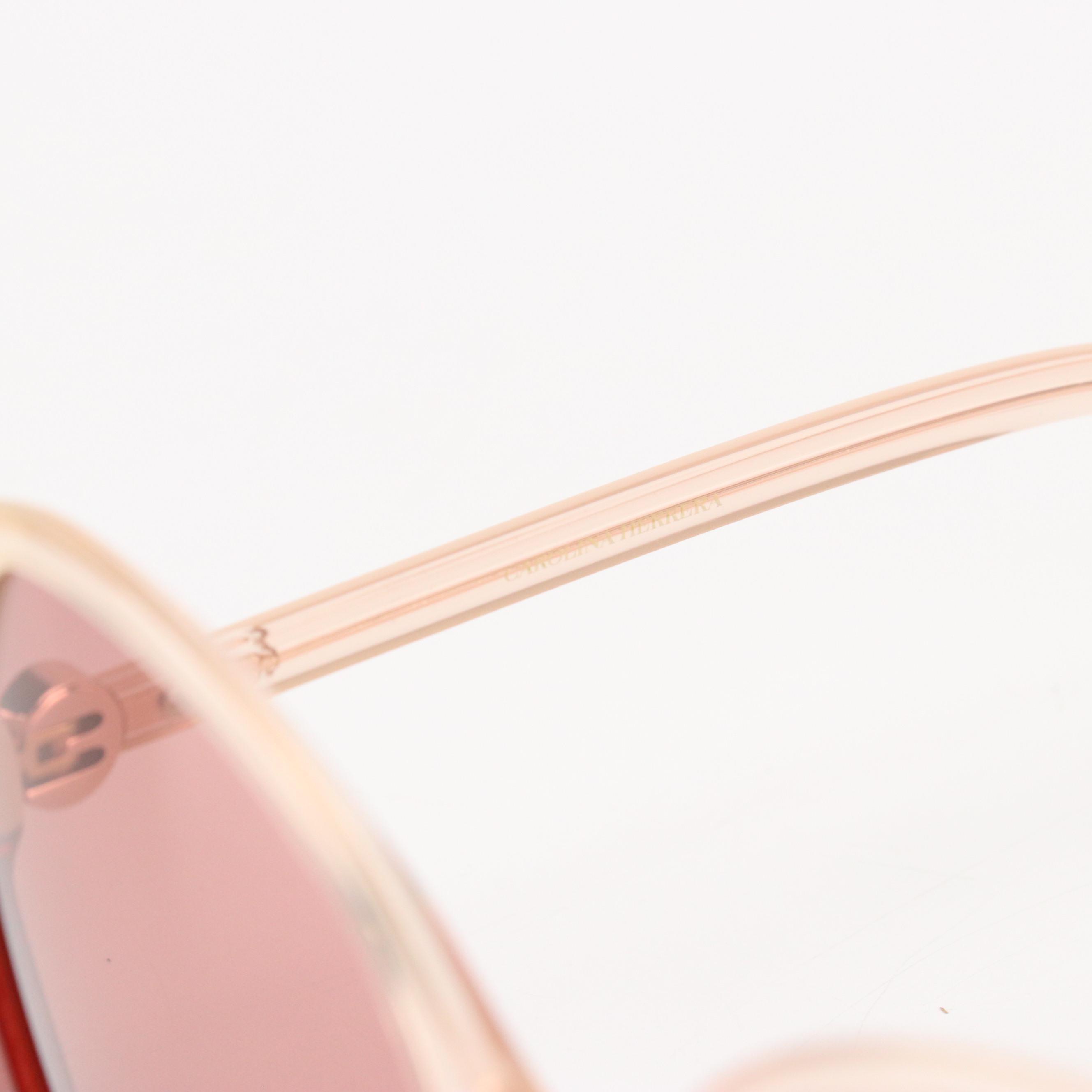 Carolina Herrera CH0051/S Oversized Geometric Pink Lens Sunglasses With Box