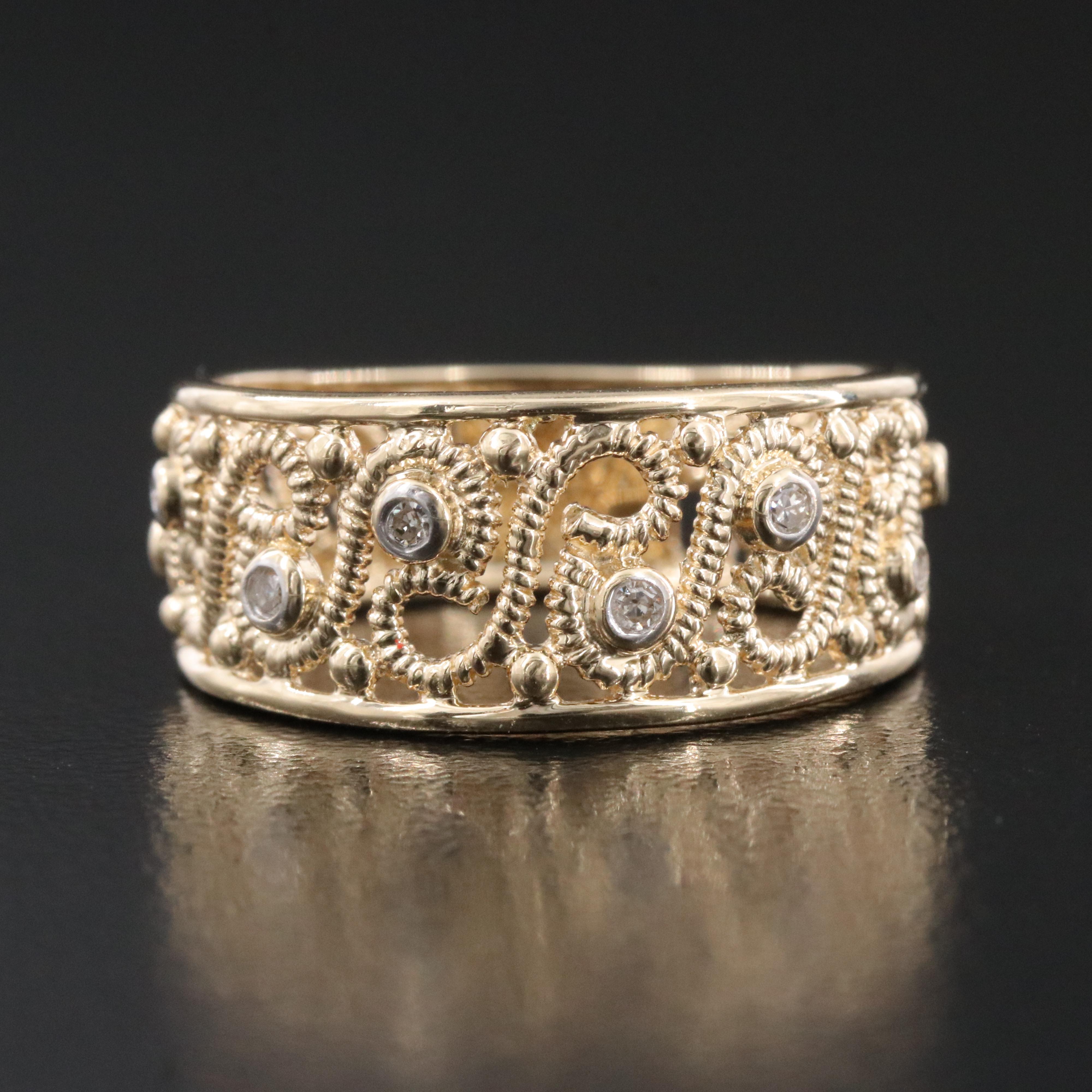 14K 0.05 CTW Diamond Filigree Ring