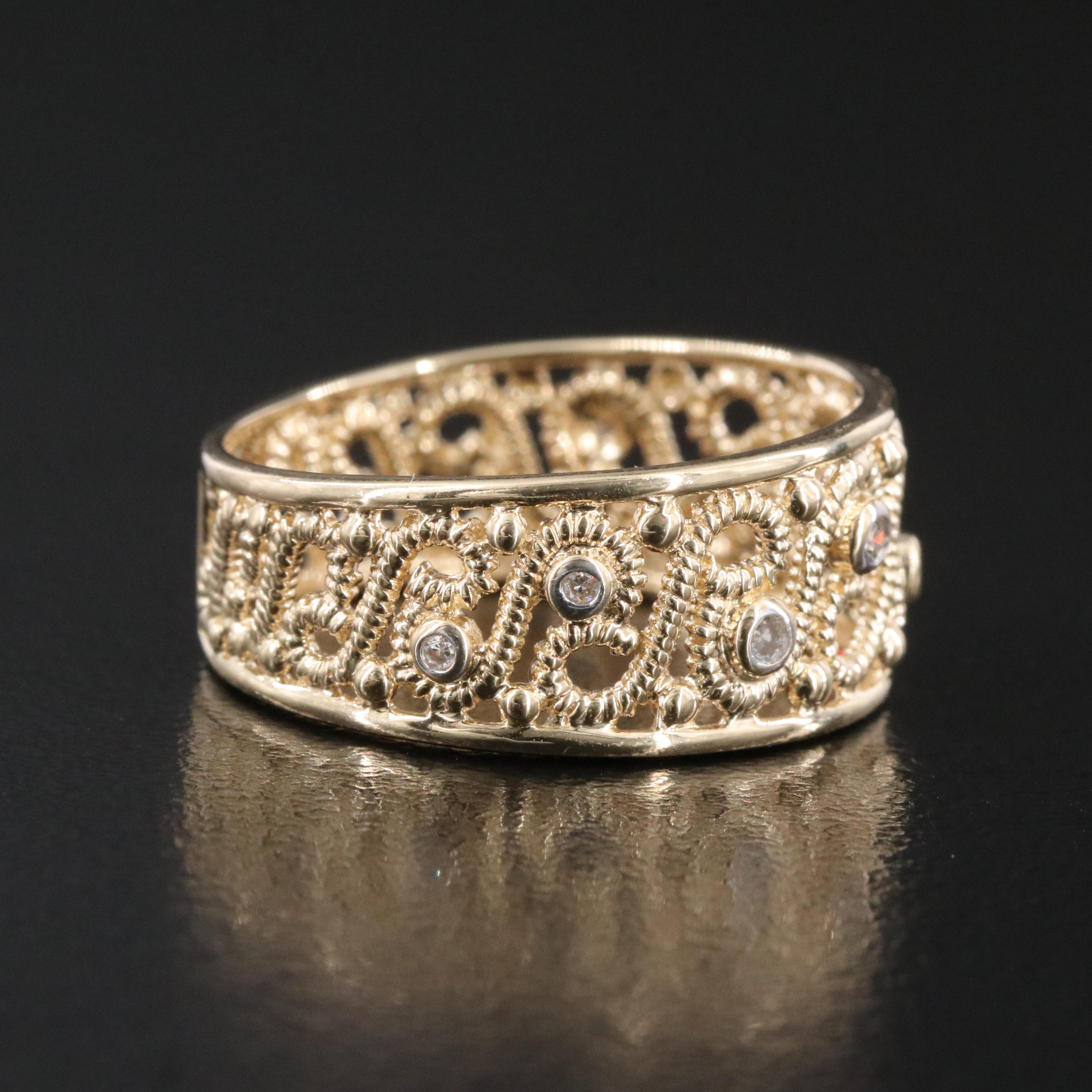 14K 0.05 CTW Diamond Filigree Ring
