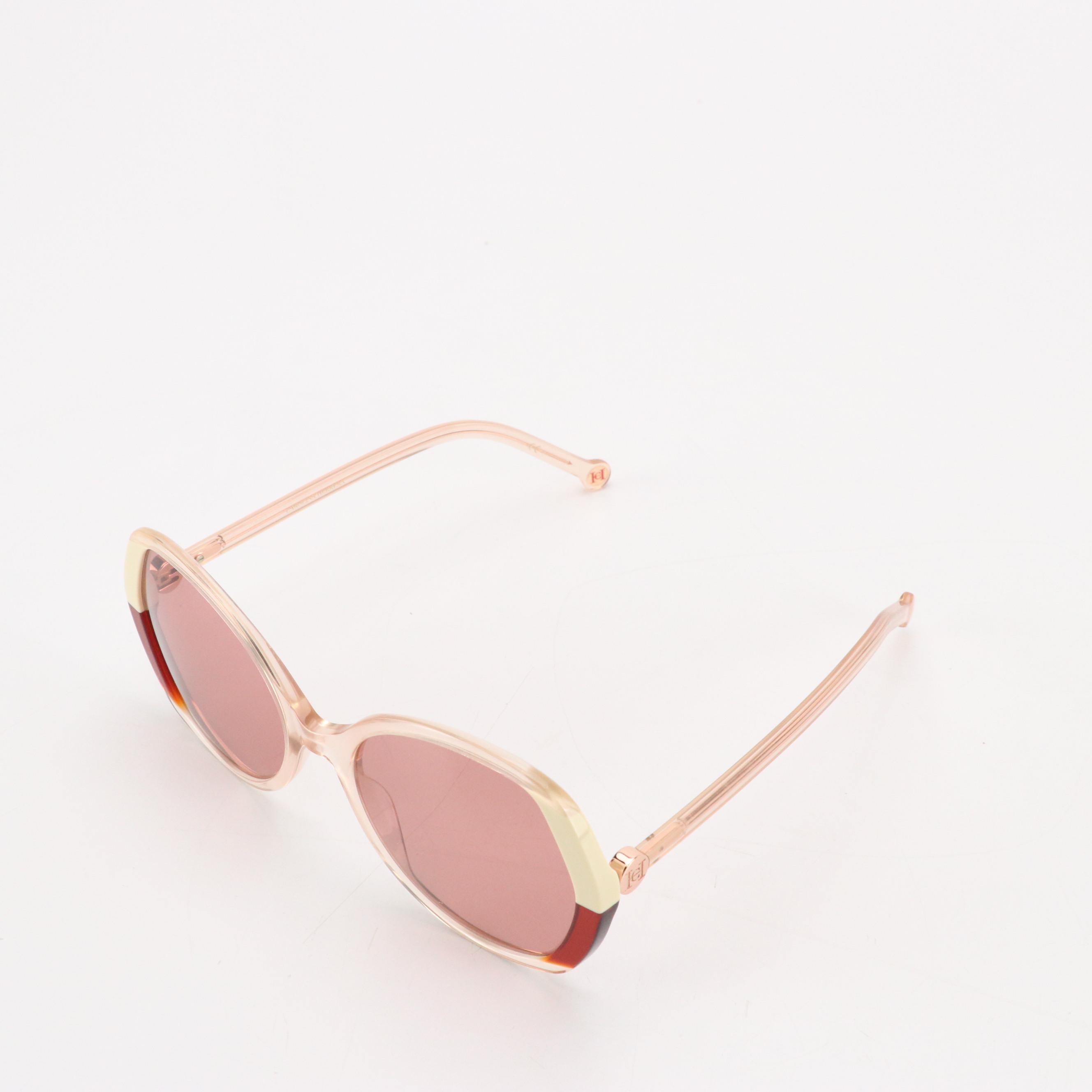 Carolina Herrera CH0051/S Oversized Geometric Pink Lens Sunglasses With Box