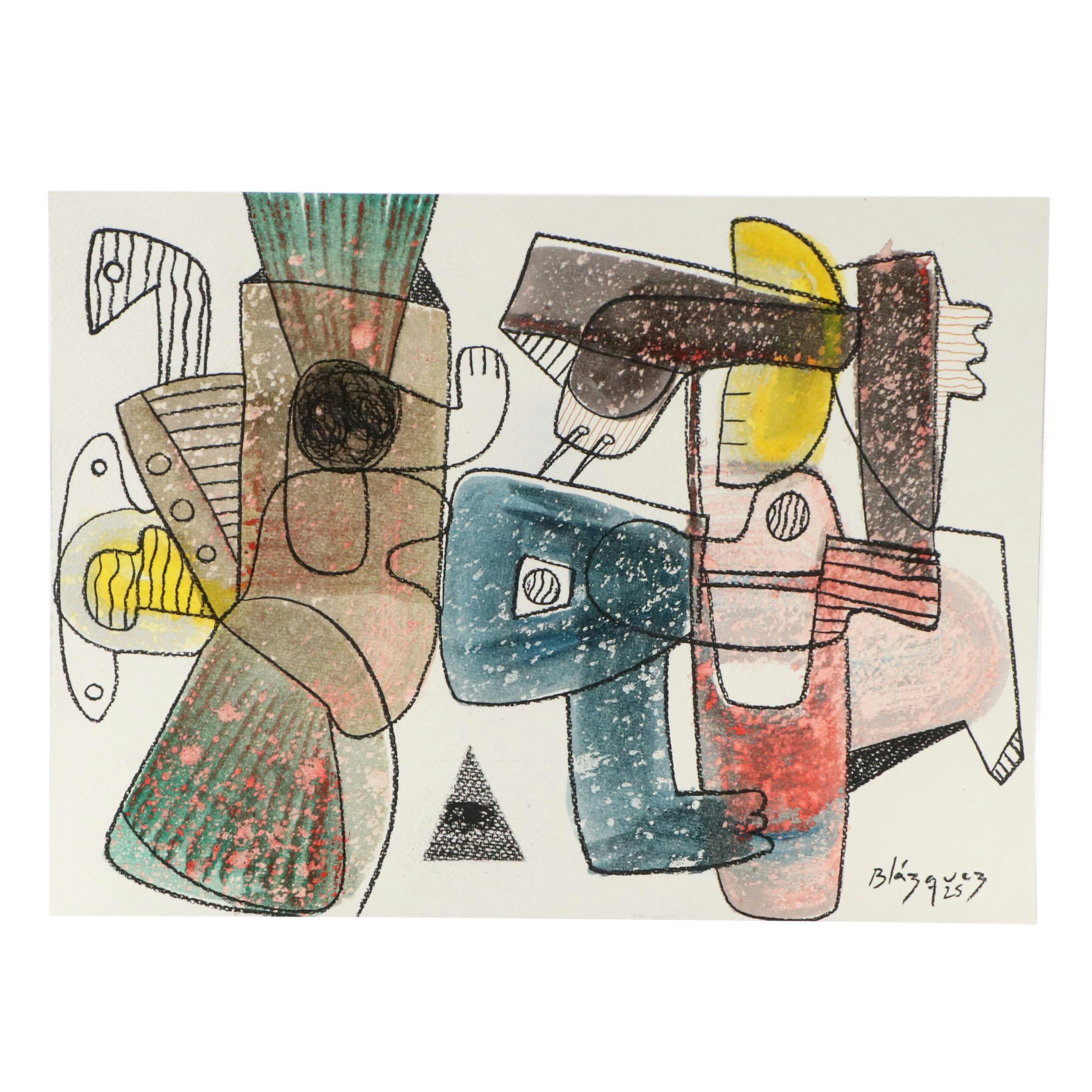 Michel Blázquez Abstract Mixed Media Painting "Untitled Serie #43," 2025