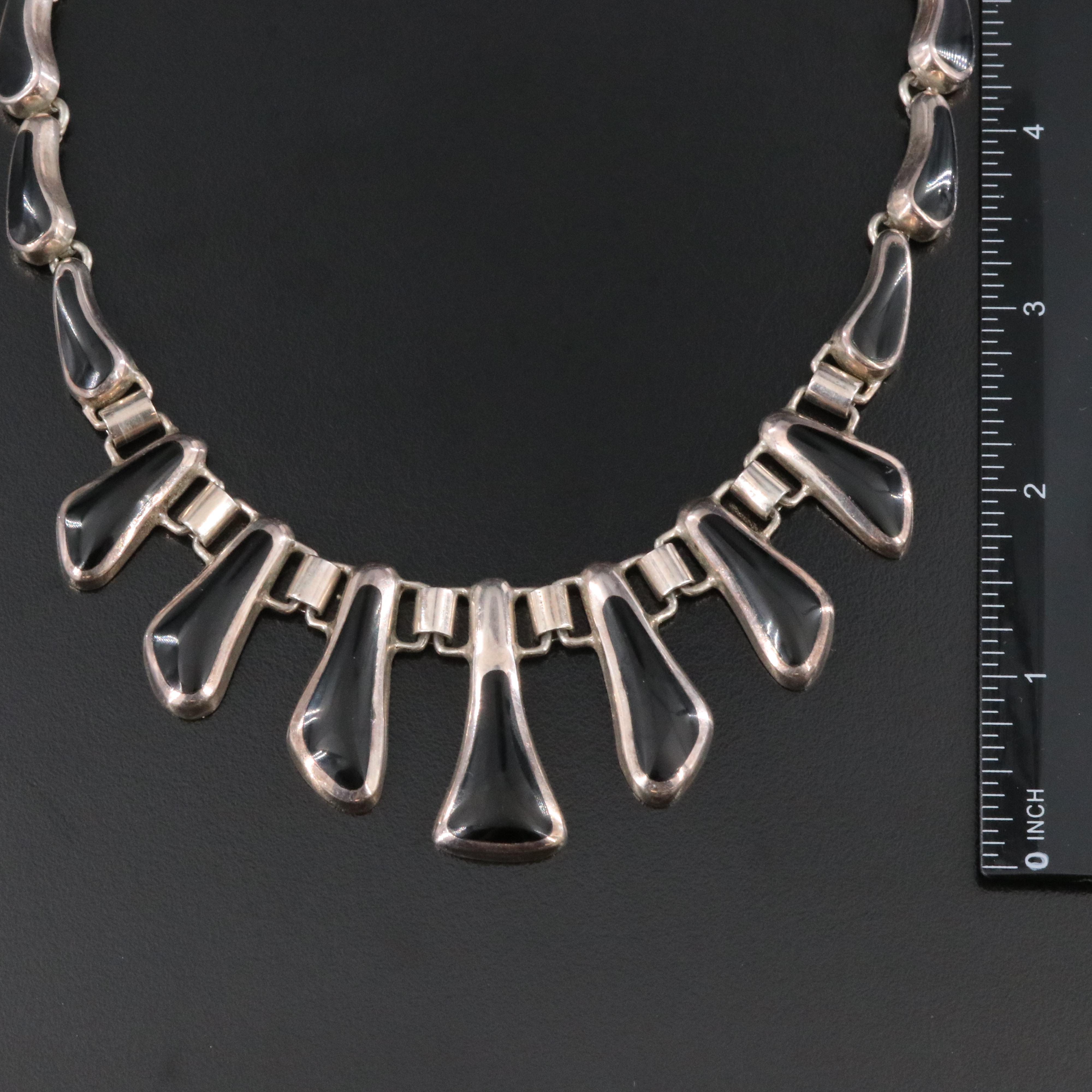 Mexican 950 Silver Black Onyx Necklace