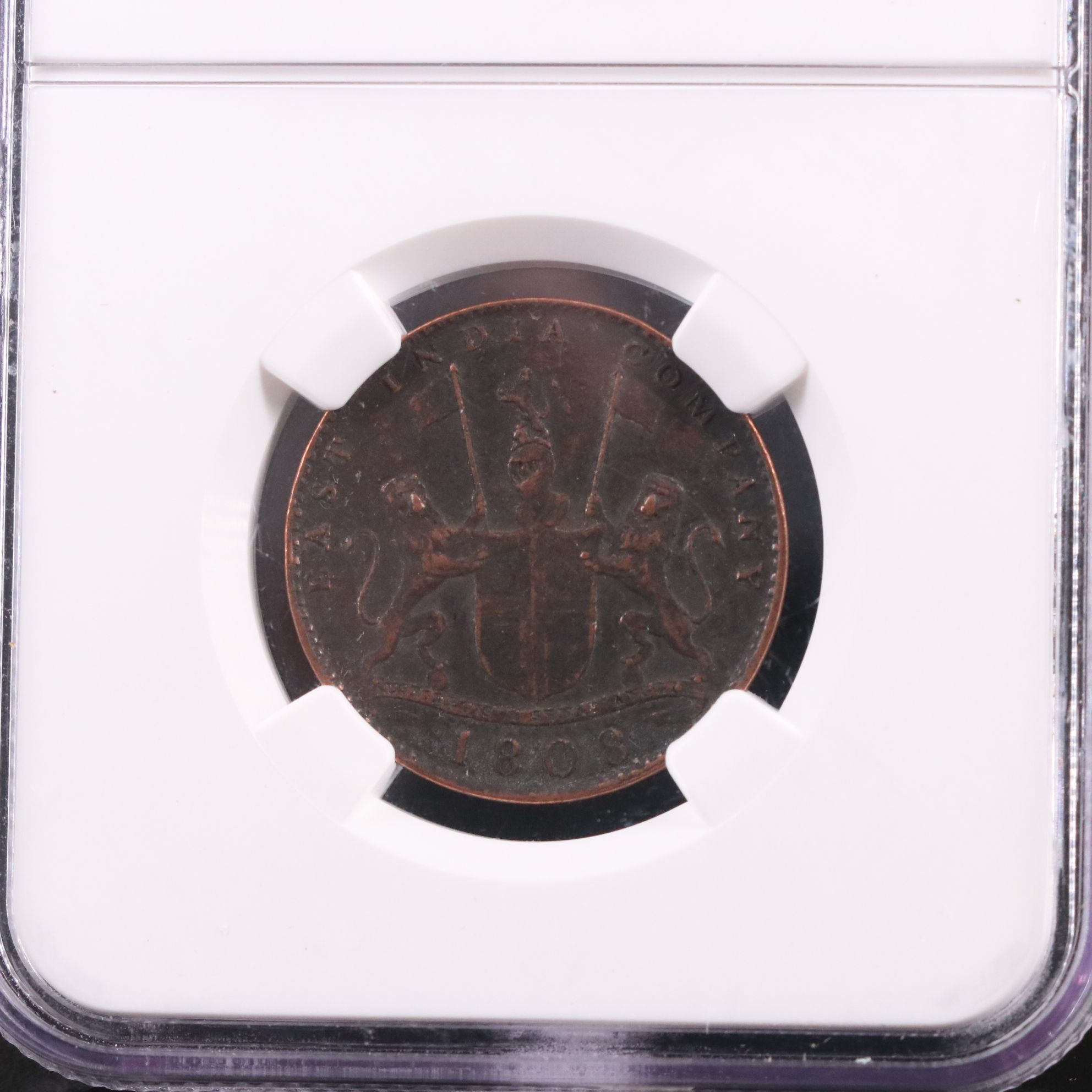 NGC Graded Genuine 1808 East India Co. 10-Cash Coin, Admiral Gardner Shipwreck