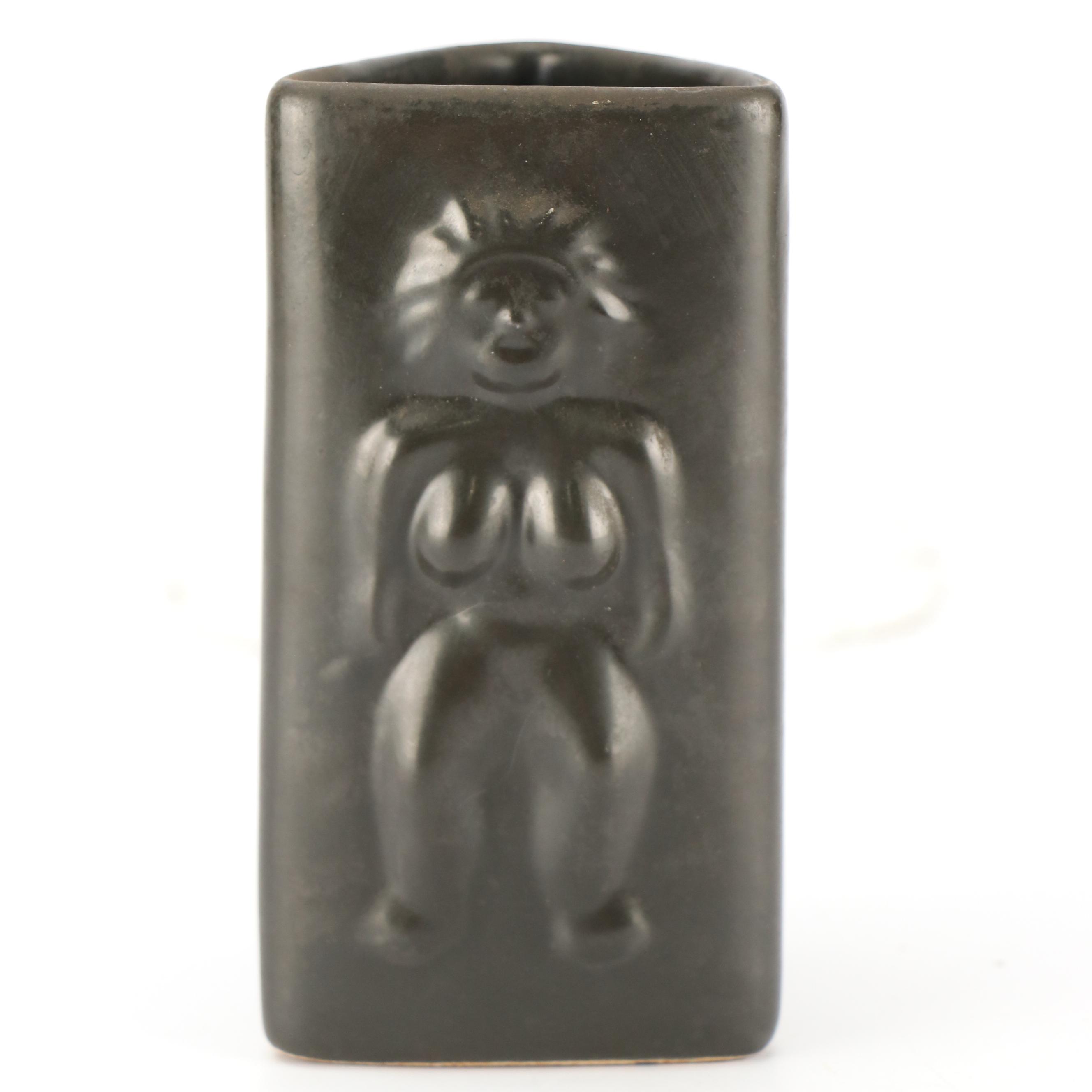 Vintage Totem Pottery Triangle Shaped Tiki Mug, Mid-20th Century