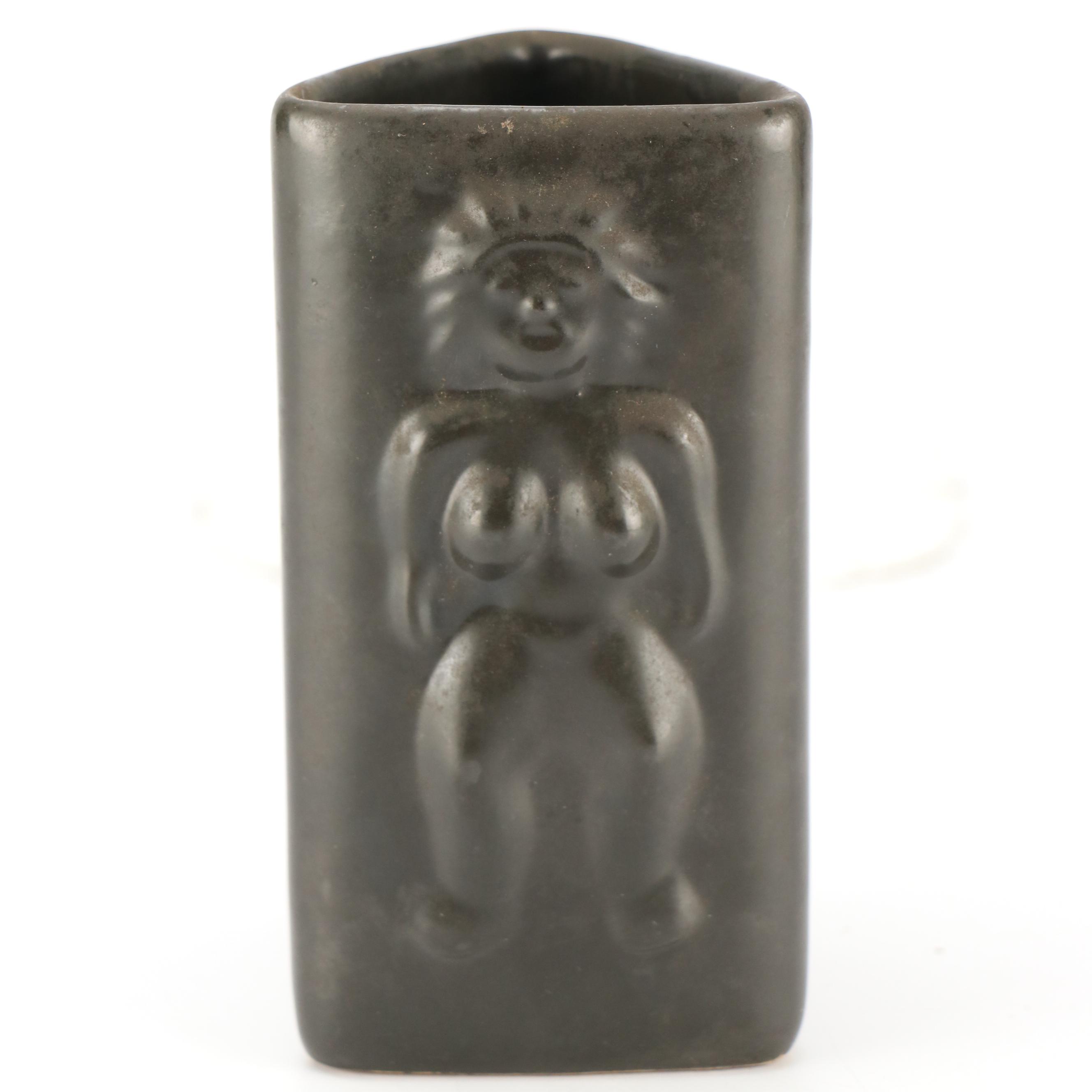 Vintage Totem Pottery Triangle Shaped Tiki Mug, Mid-20th Century