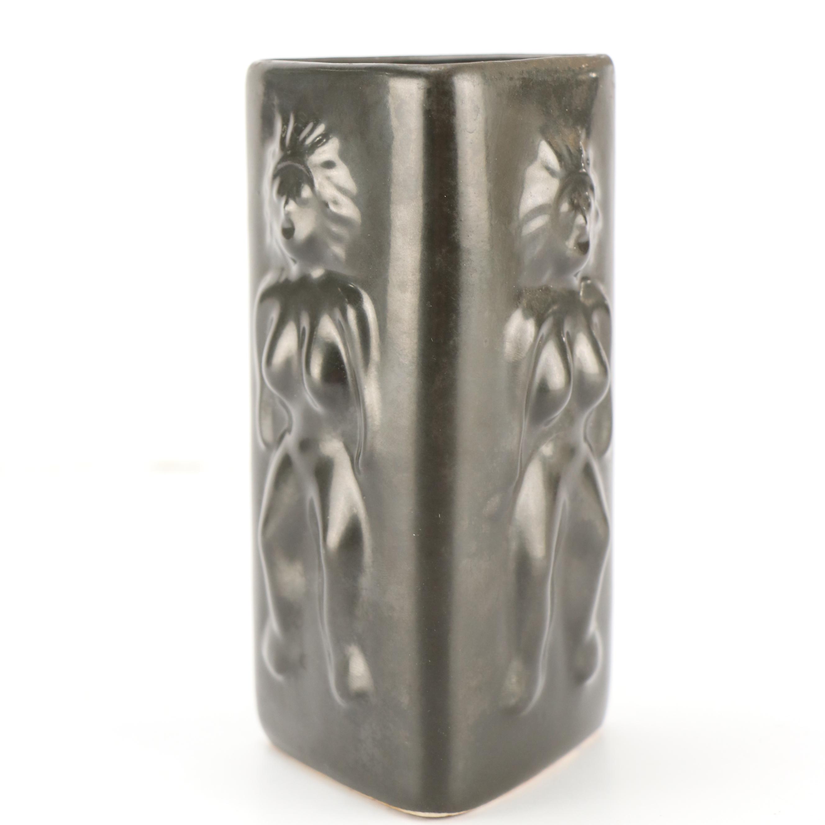 Vintage Totem Pottery Triangle Shaped Tiki Mug, Mid-20th Century