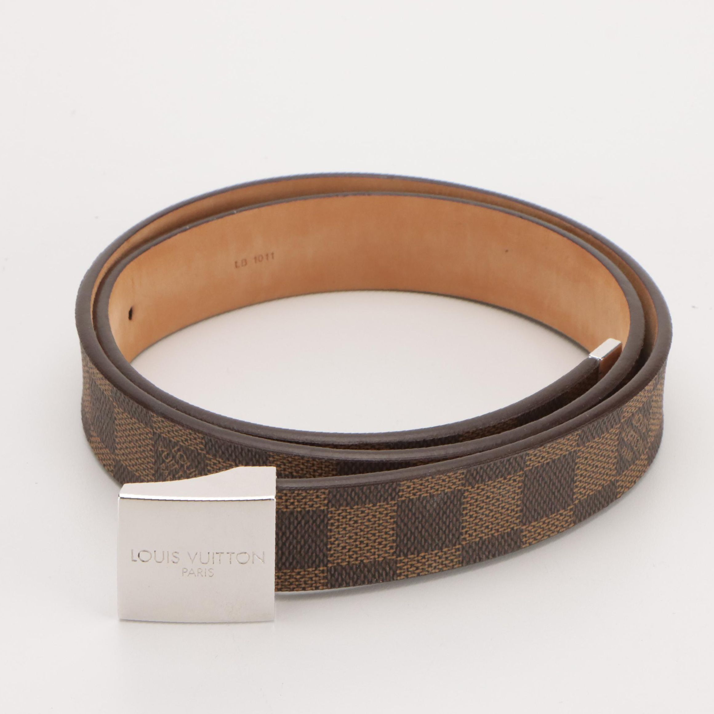 Louis Vuitton Belt in Damier Ebene Coated Canvas and Leather