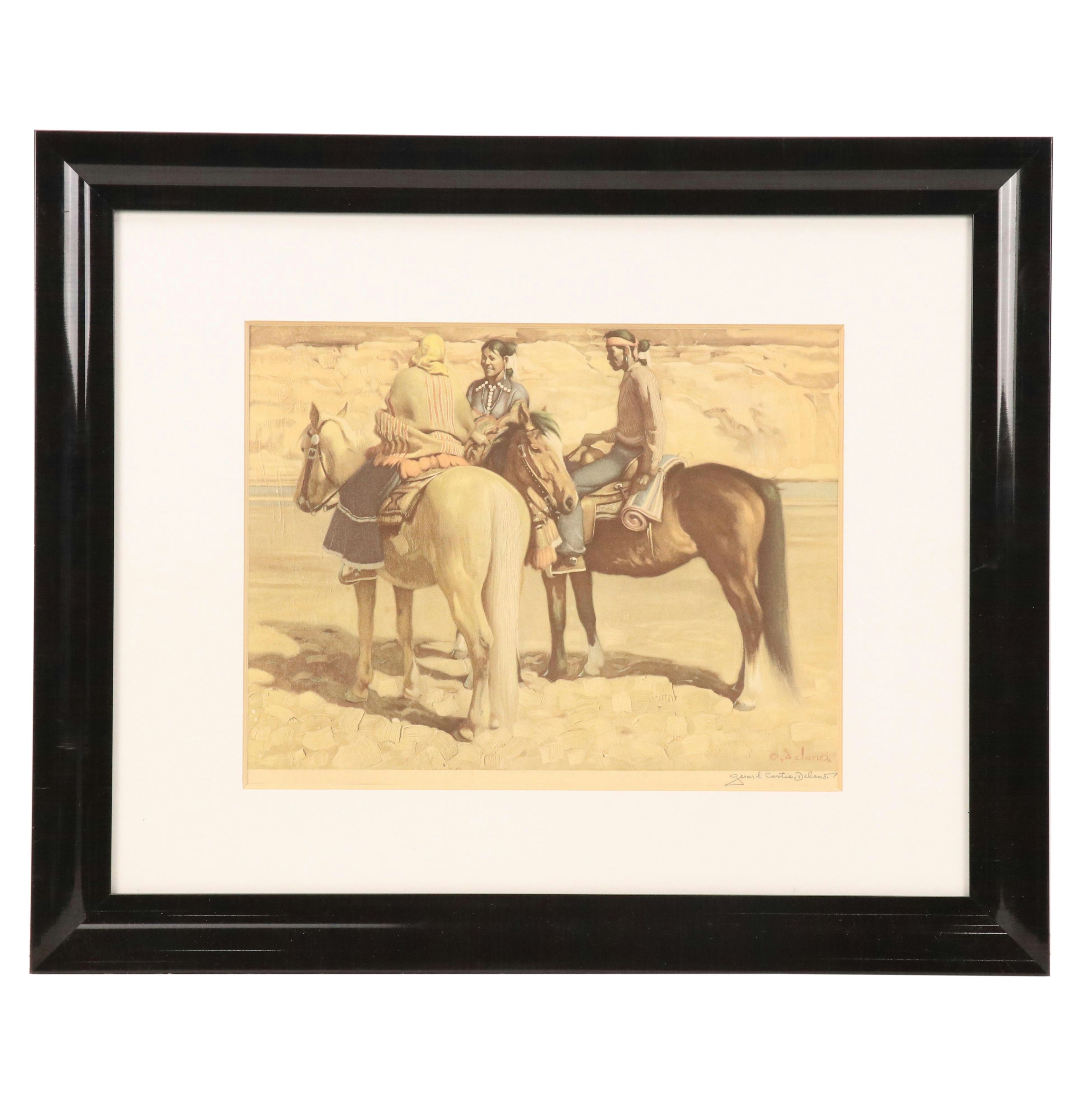 General Curtis Delano Offset Lithograph "Local Gossip," 1949