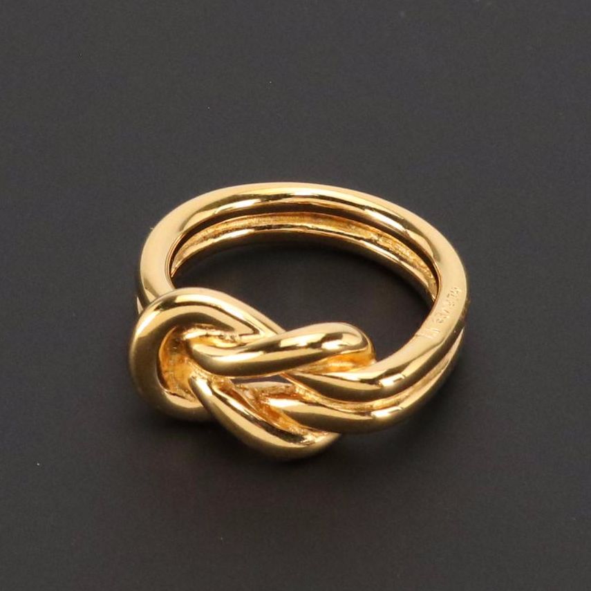 Hermès Atame Gold Tone Scarf Ring in Box