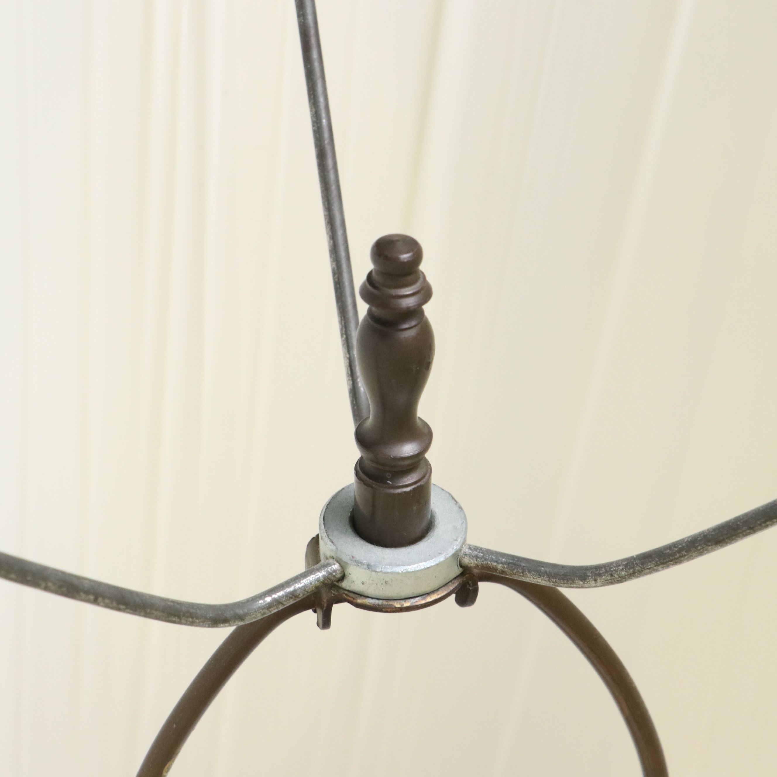 Italian Majolica Courting Couple Scene Figural Lamp with Fancy Pleat Drum Shade