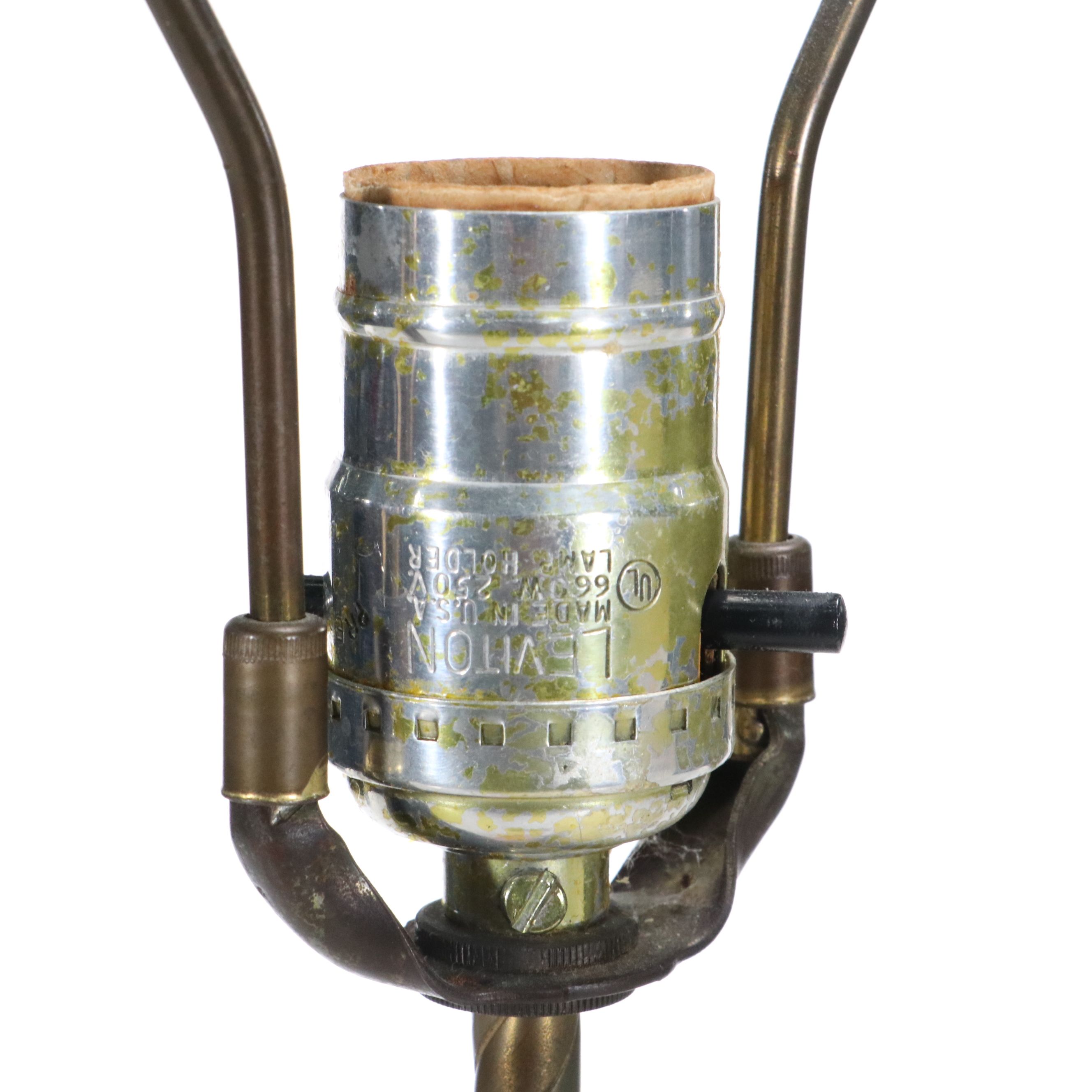 Italian Majolica Courting Couple Scene Figural Lamp with Fancy Pleat Drum Shade