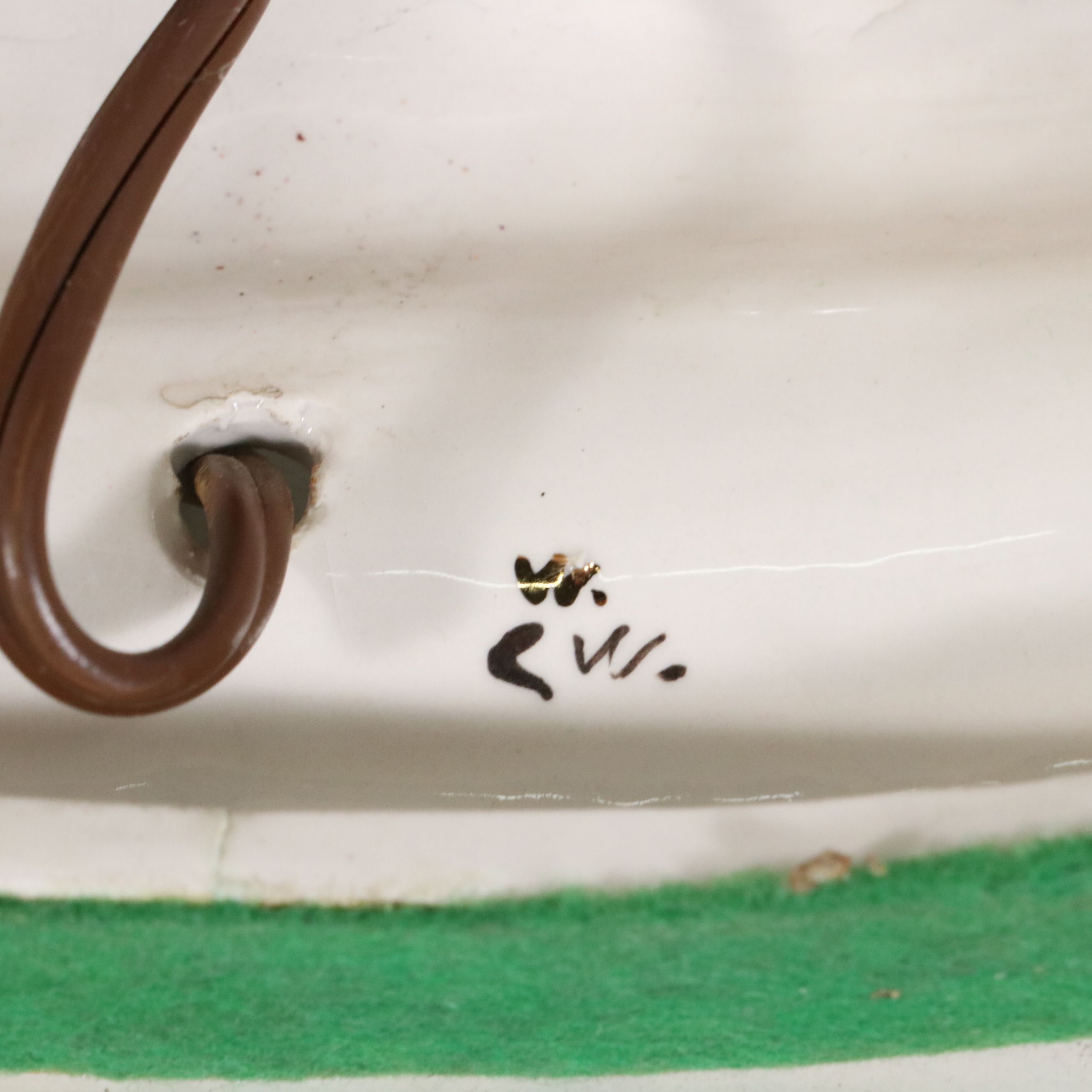 Italian Majolica Courting Couple Scene Figural Lamp with Fancy Pleat Drum Shade