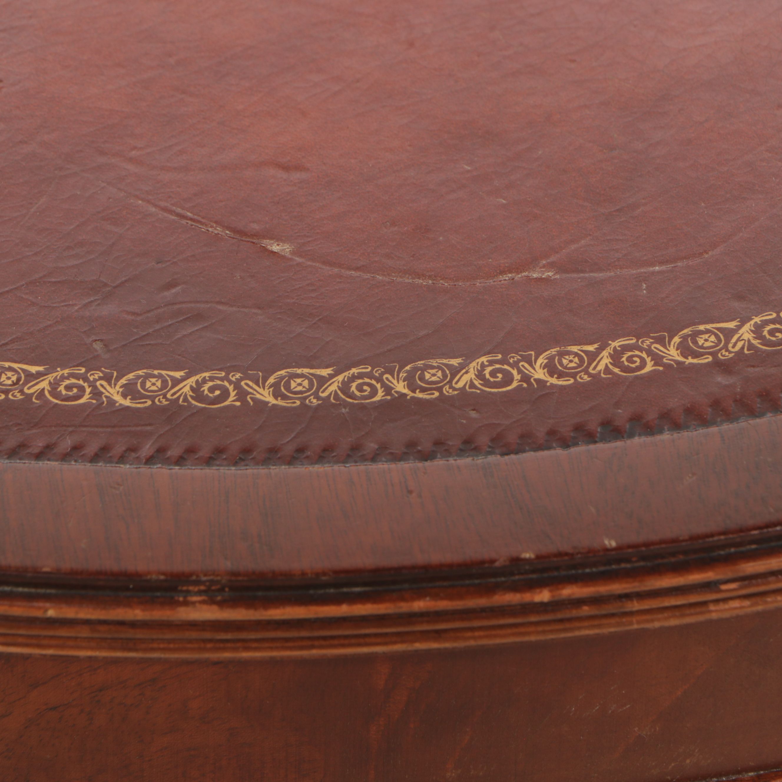 Regency Style Leather Top Mahogany Cocktail Table