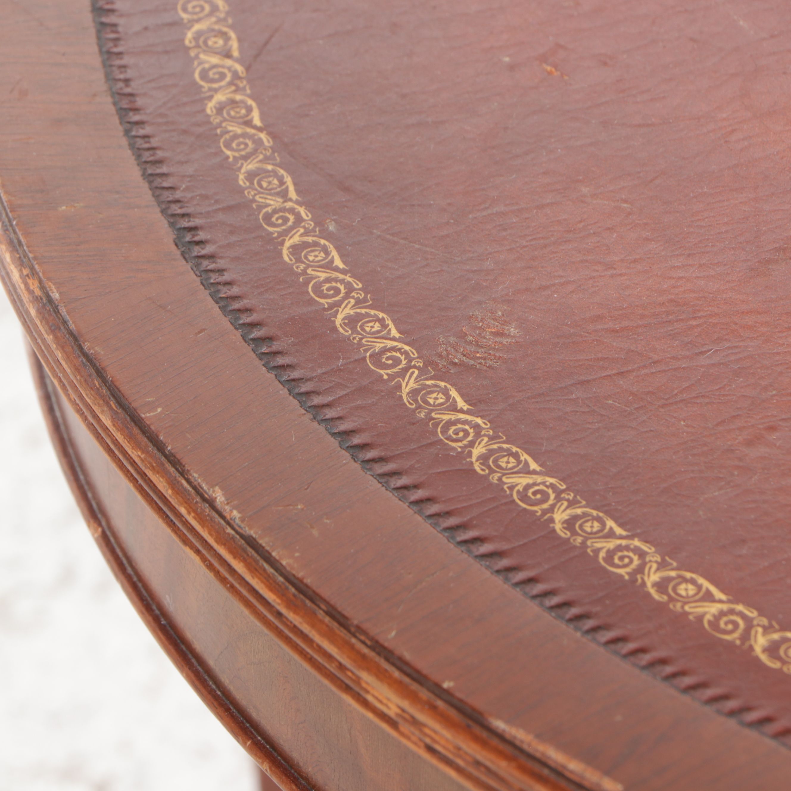 Regency Style Leather Top Mahogany Cocktail Table