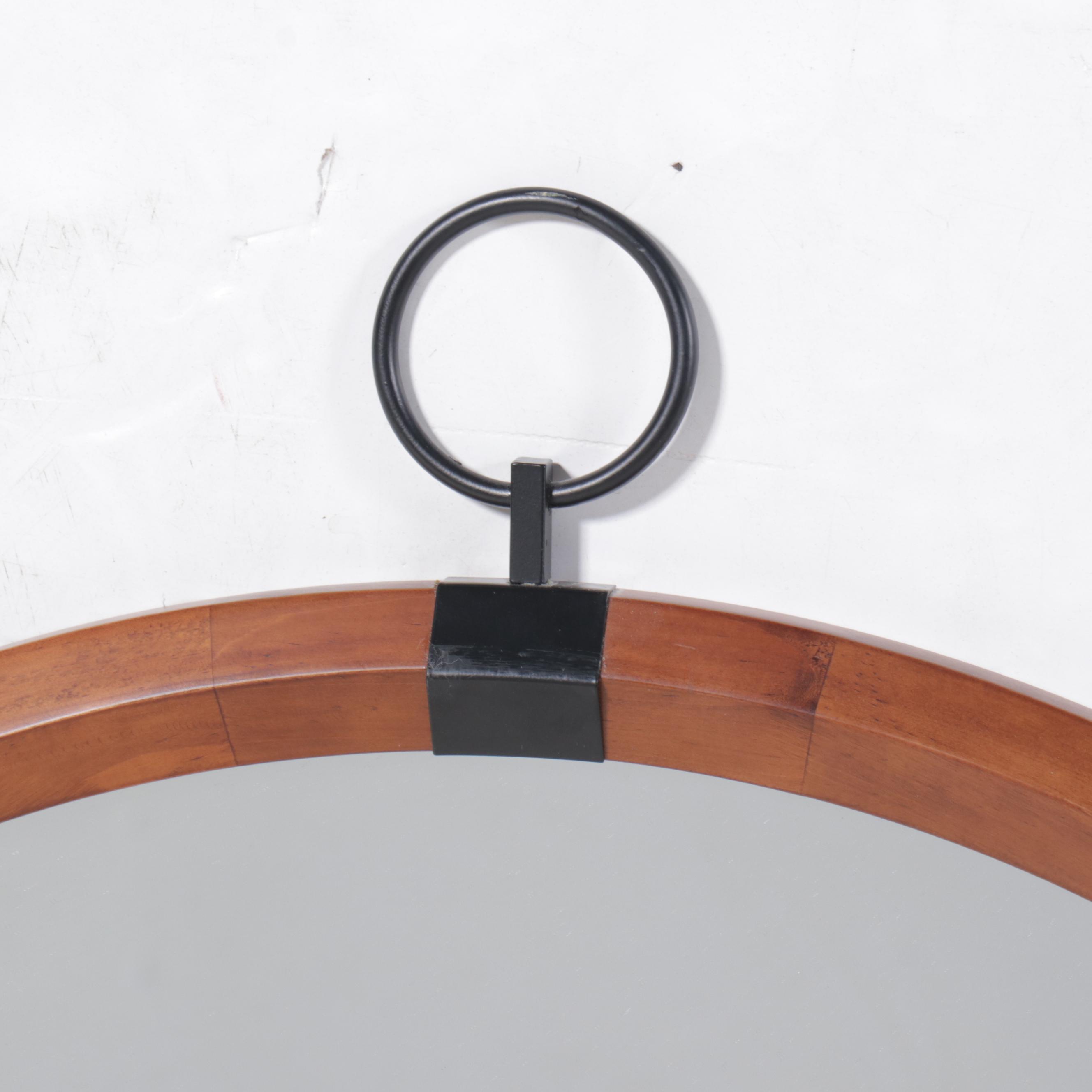 Threshold Studio McGee Round Walnut Finish Round Wall Mirror