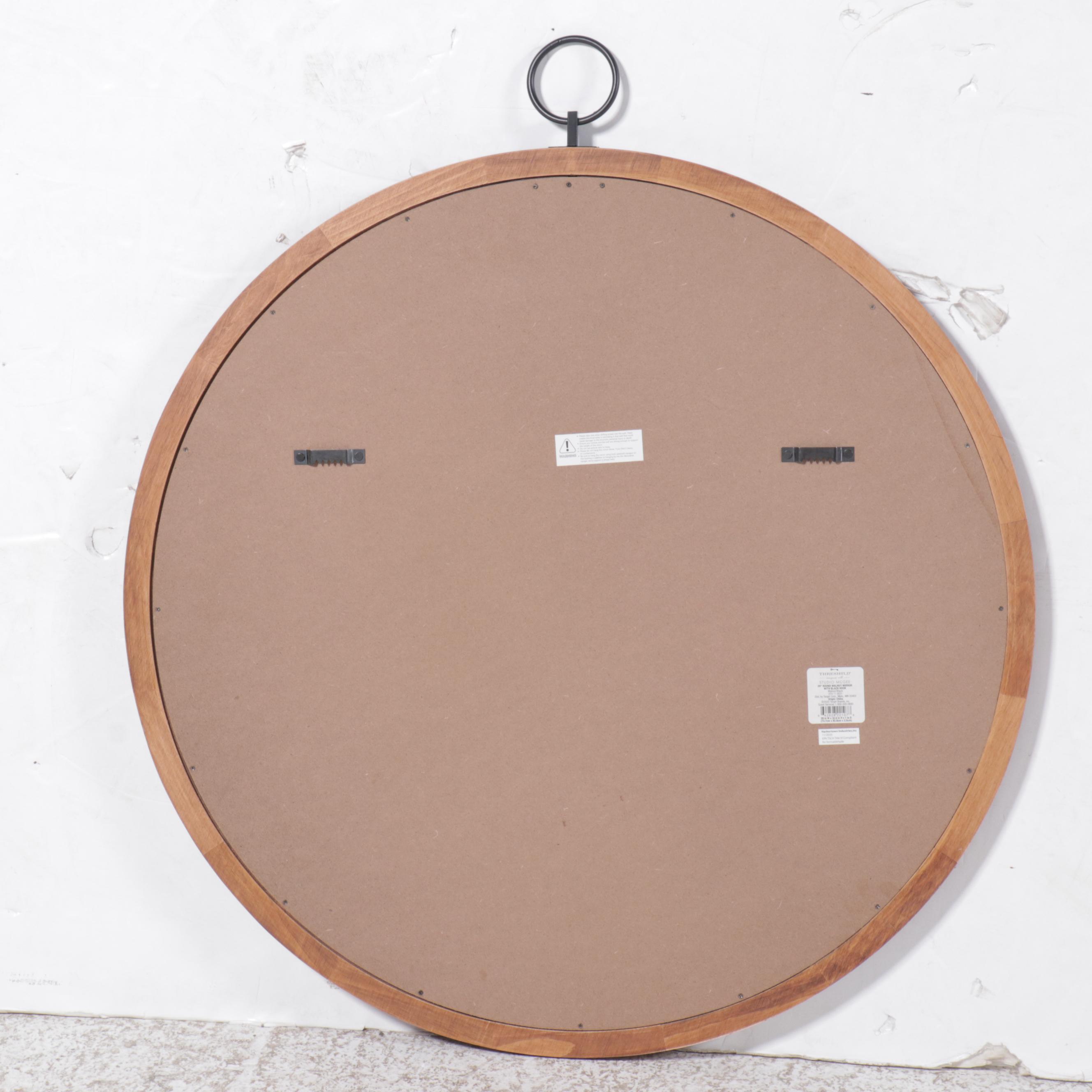 Threshold Studio McGee Round Walnut Finish Round Wall Mirror