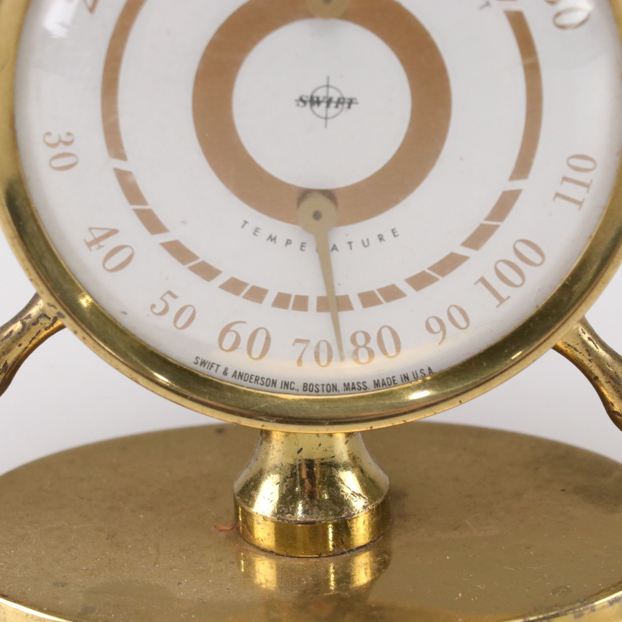 Swift and Anderson Ship's Wheel Brass Desktop Weather Station