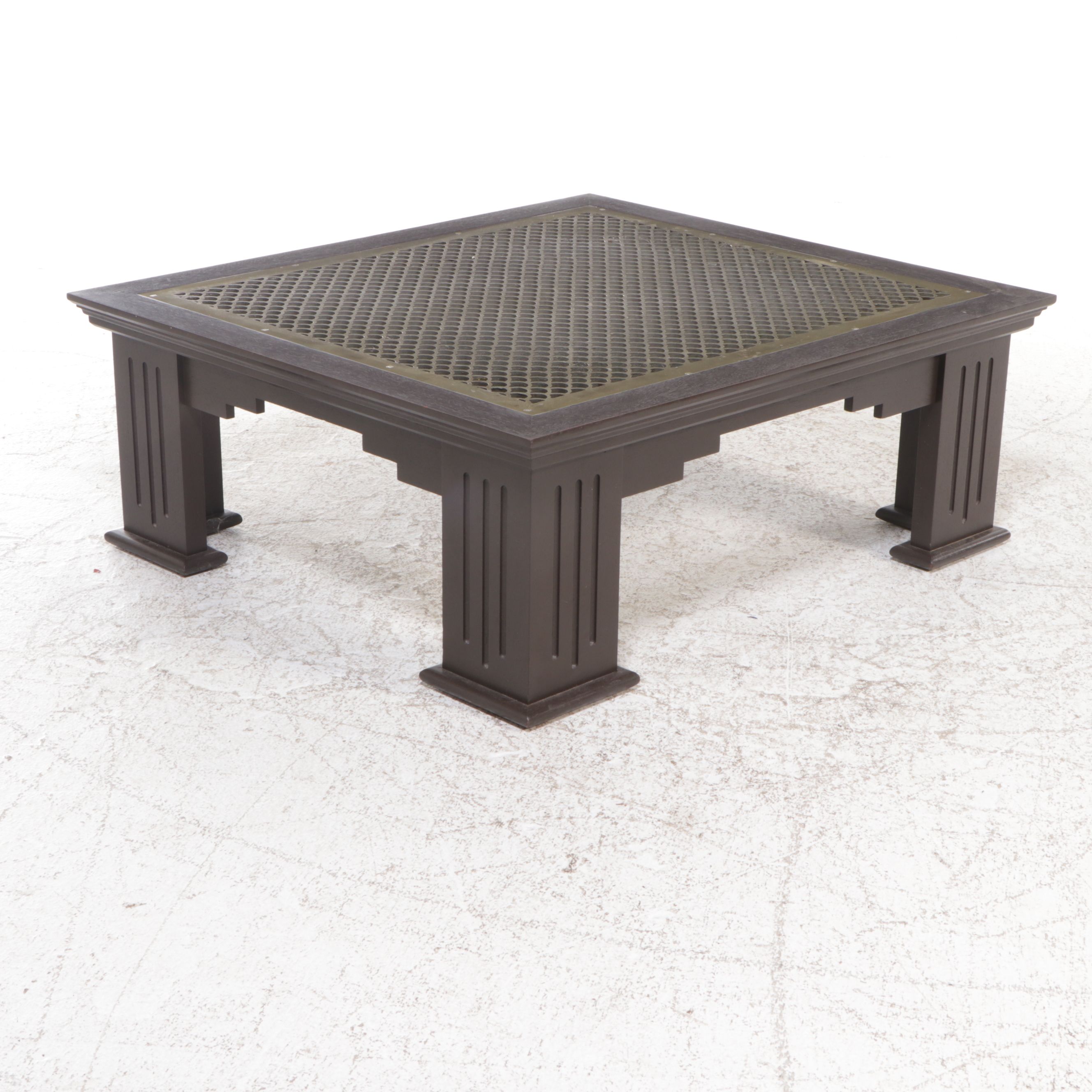 Bench-Made Coffee Table with Architectural Salvage Brass Top