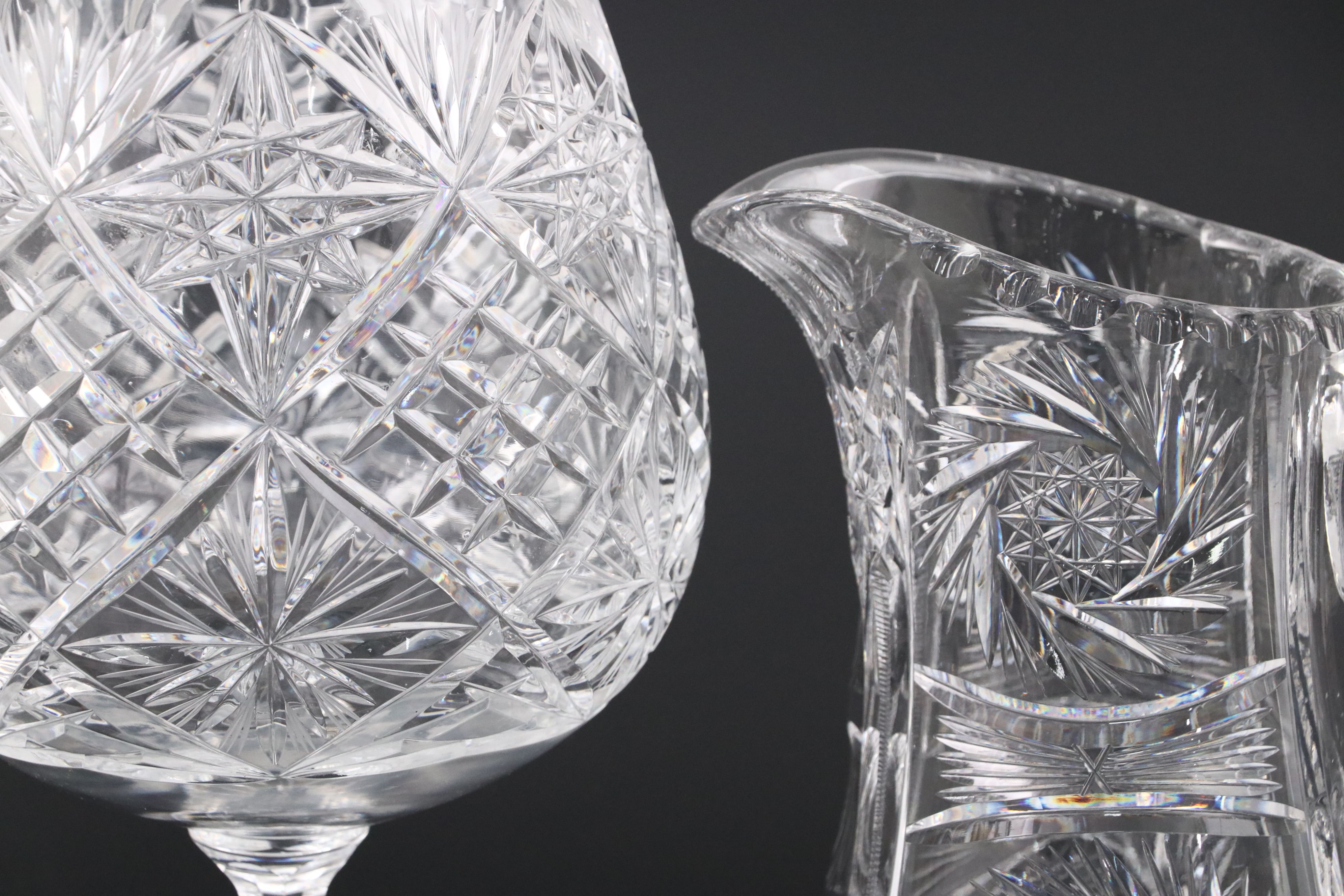 American Brilliant Style Cut Glass Divided Compote and Other Table Accessories