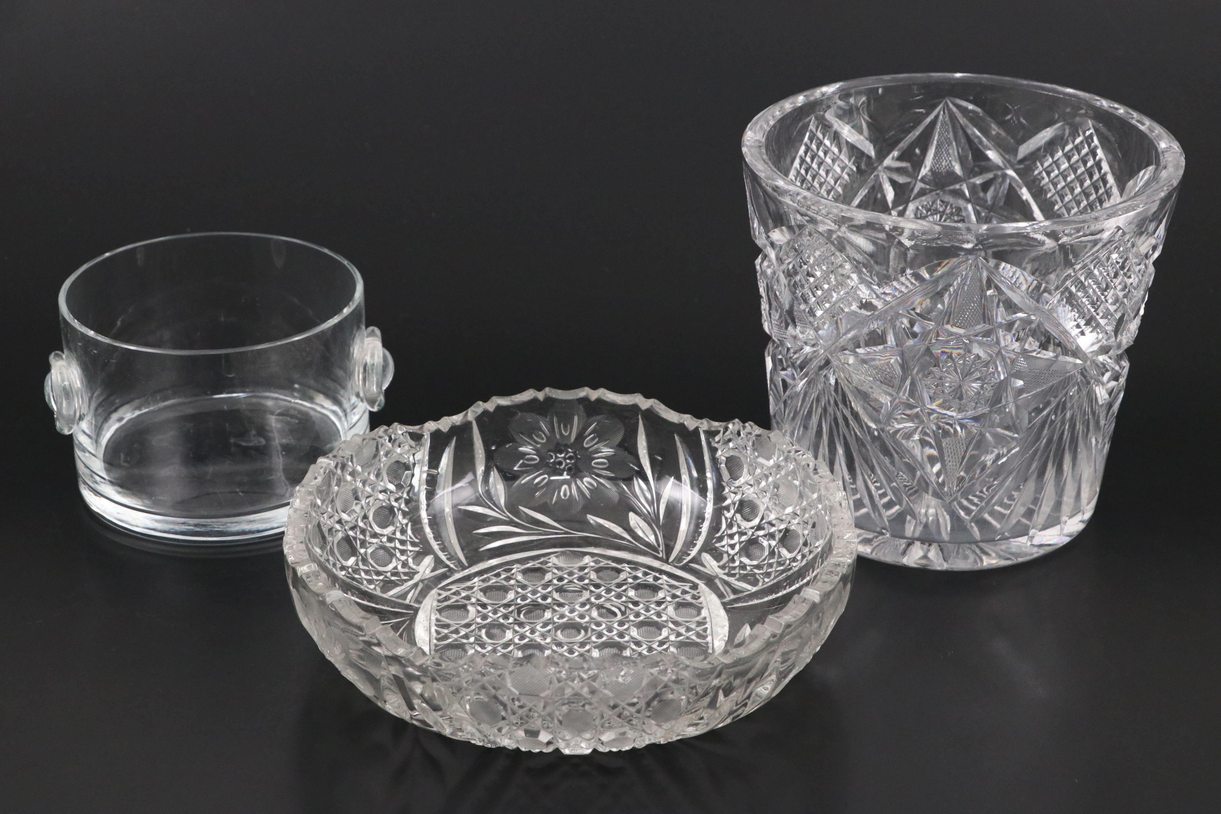 American Brilliant Style Cut Glass Divided Compote and Other Table Accessories