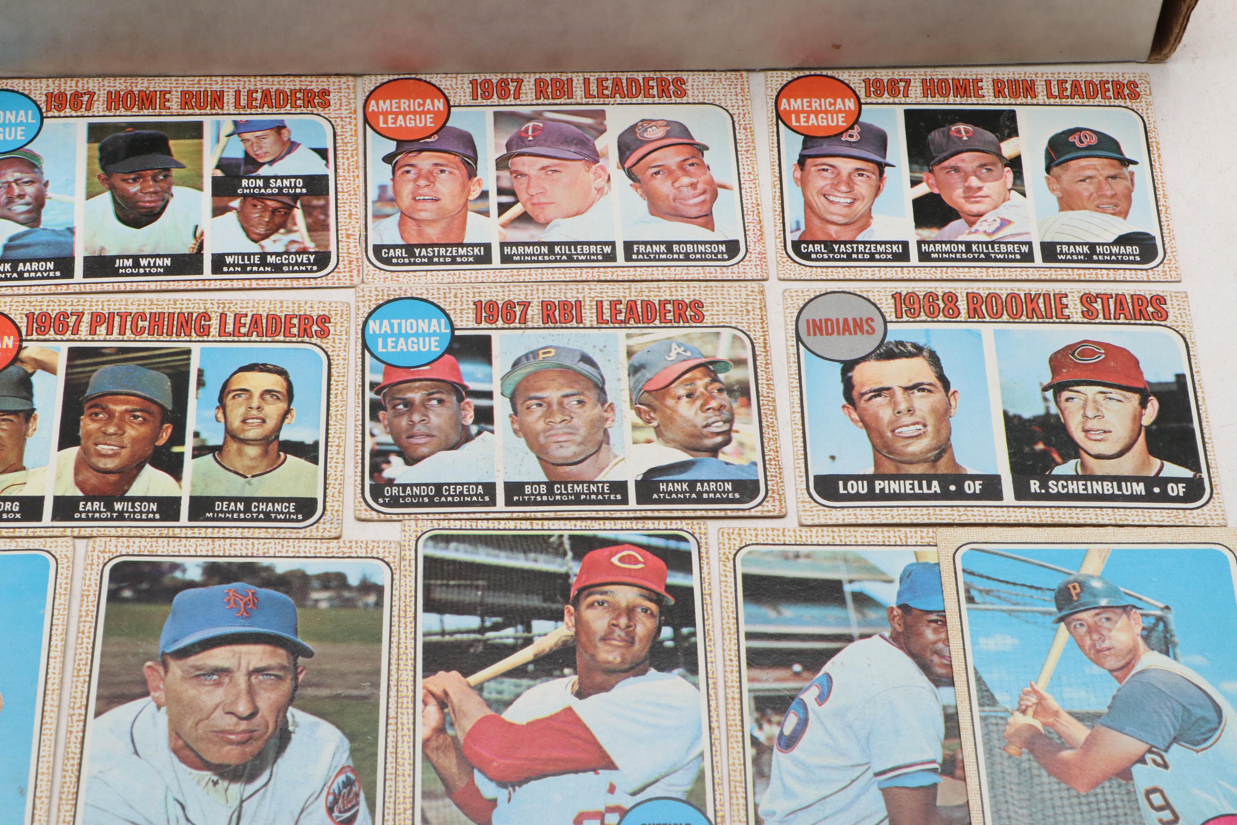 1968 Topps Baseball Cards Featuring Hank Aaron, Roberto Clemente, and More