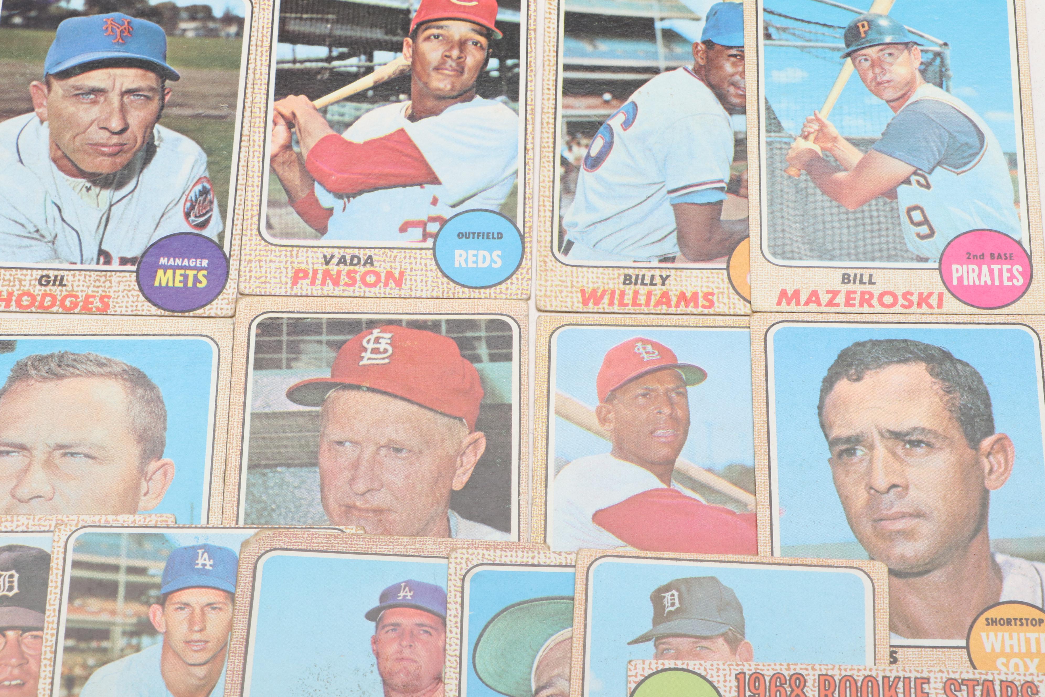 1968 Topps Baseball Cards Featuring Hank Aaron, Roberto Clemente, and More