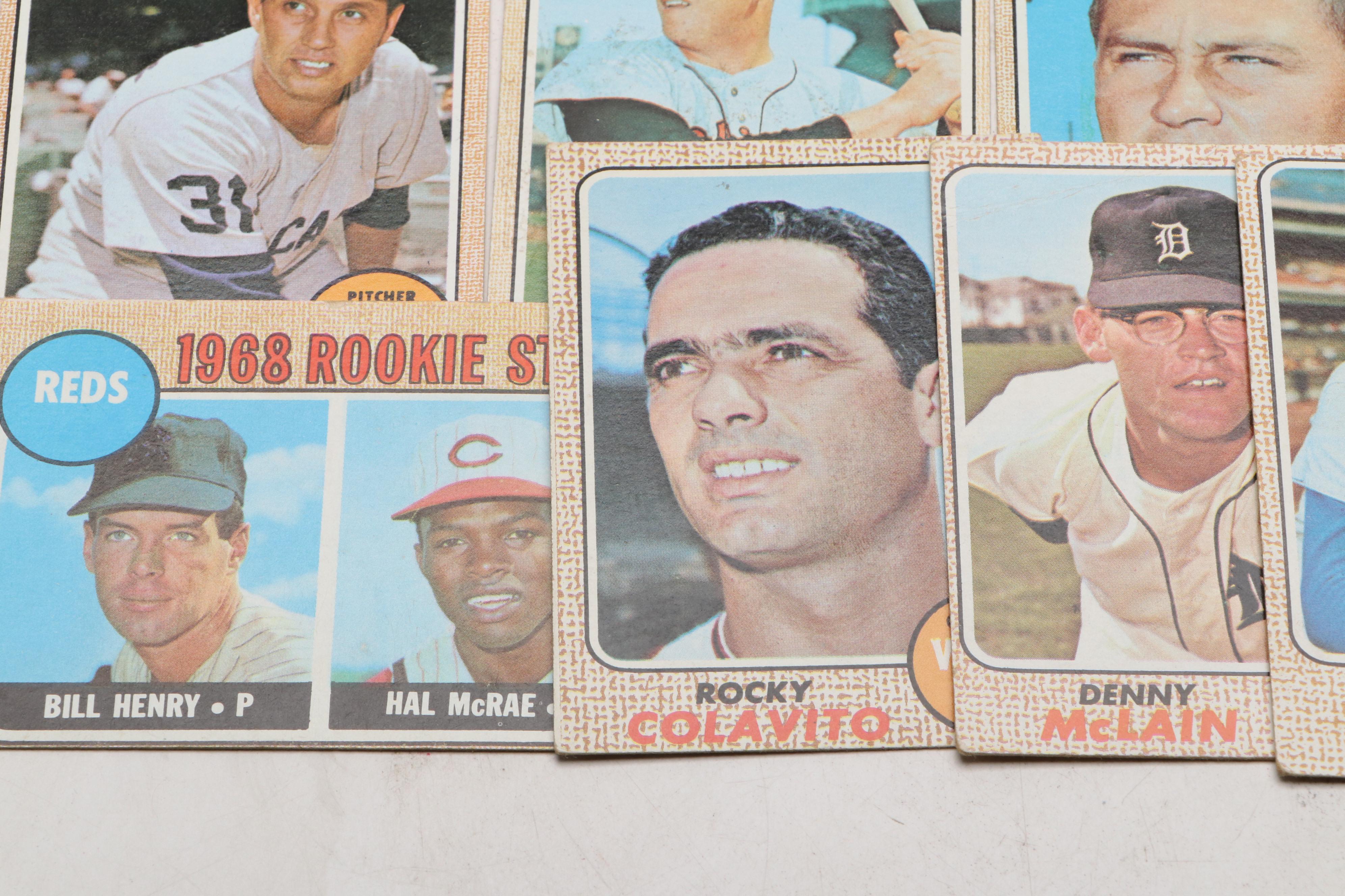 1968 Topps Baseball Cards Featuring Hank Aaron, Roberto Clemente, and More