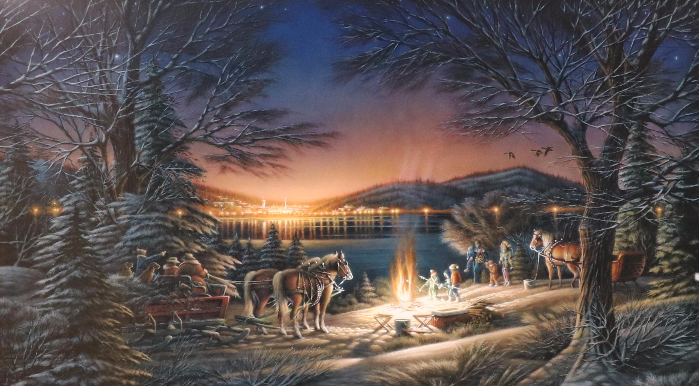 Offset Lithograph After Terry Redlin "Heartland Lights"