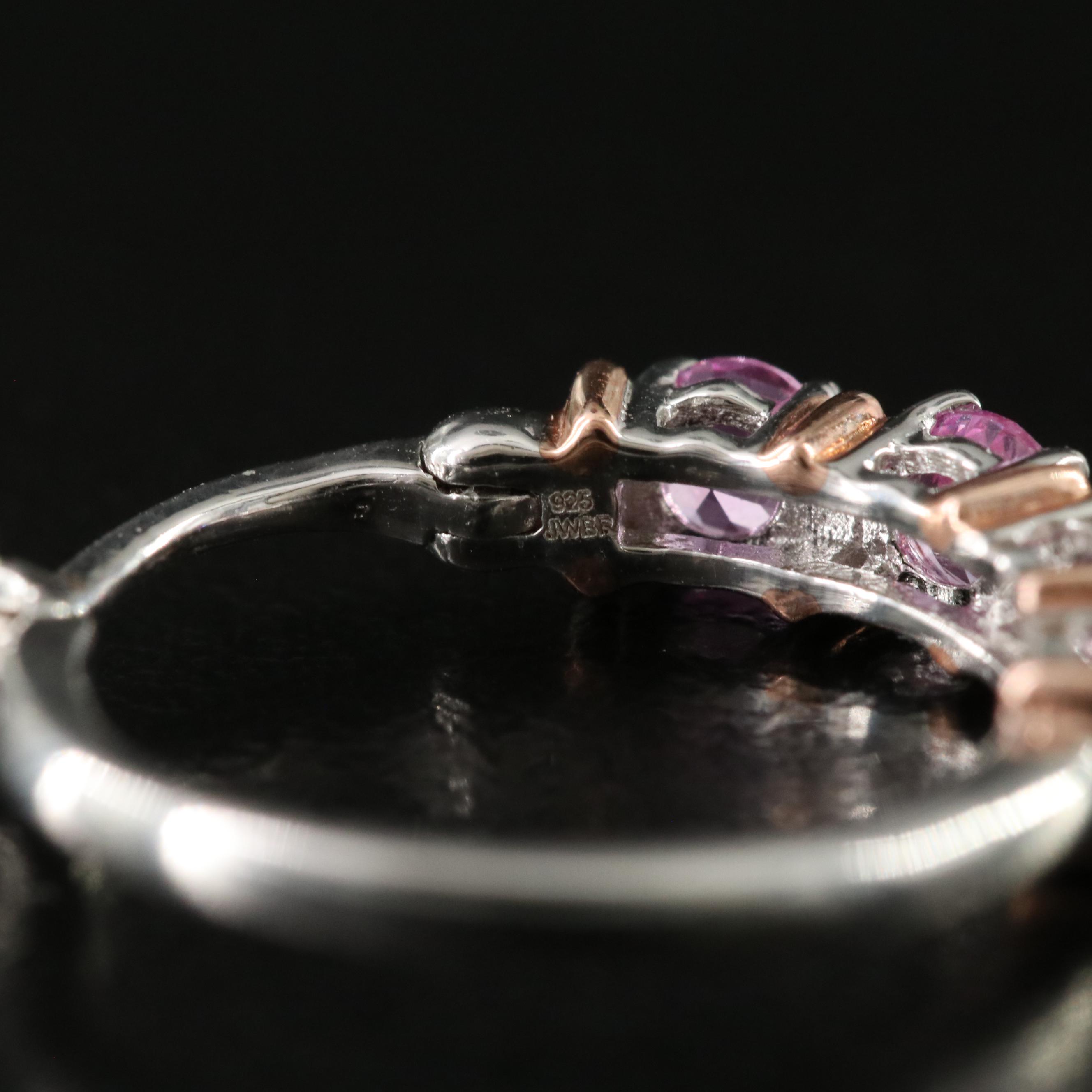 Sterling Pink Sapphire Hoop Earrings