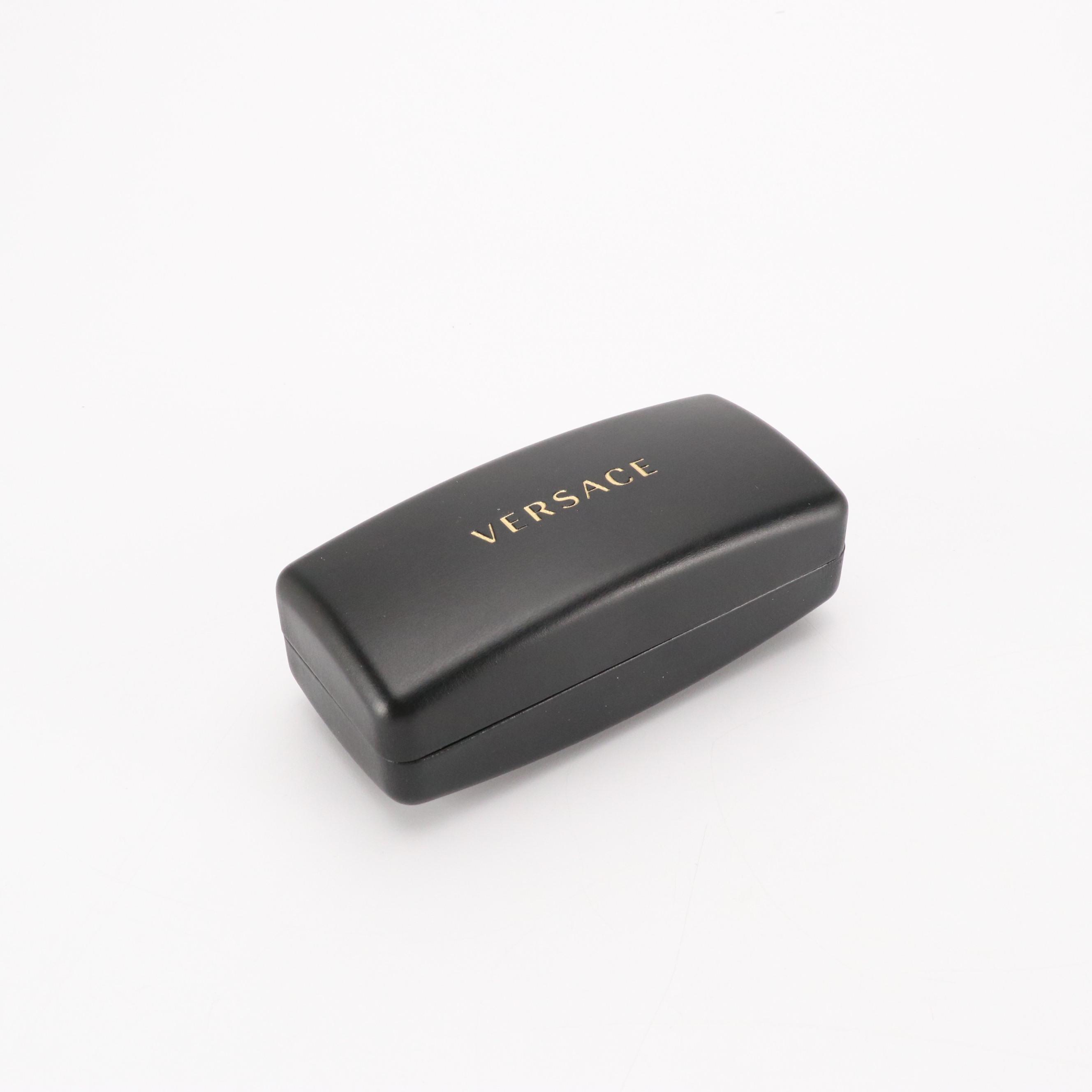 Versace Mod.4431-F Logo Temple Black Square Sunglasses with Case and Box