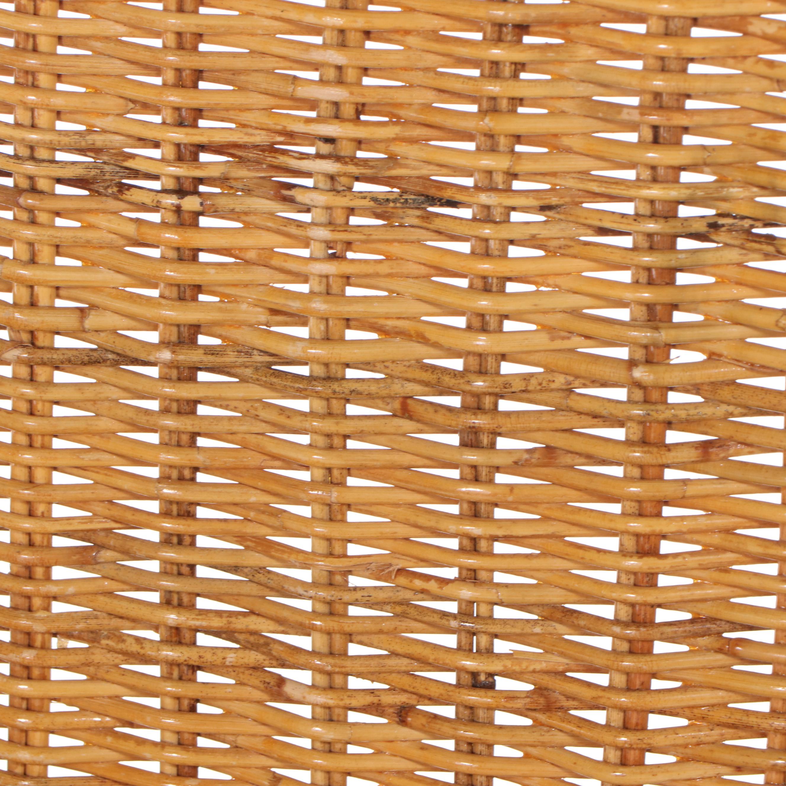 Set of Four Mid Century Modern Style Wicker Woven and Walnut Dining Chairs