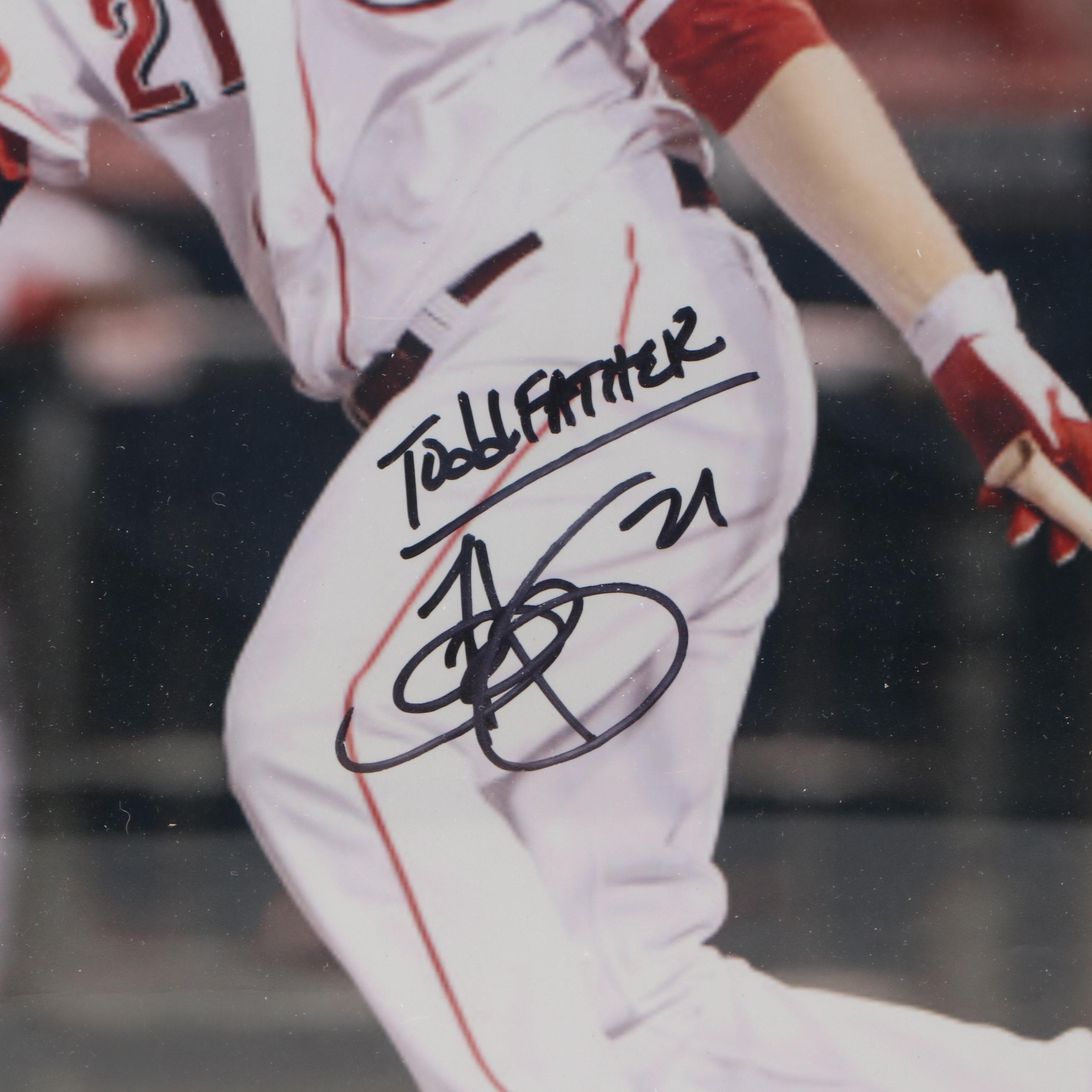 Joey Votto Signed Baseball with Todd Frazier and Billy Hamilton Signed Prints