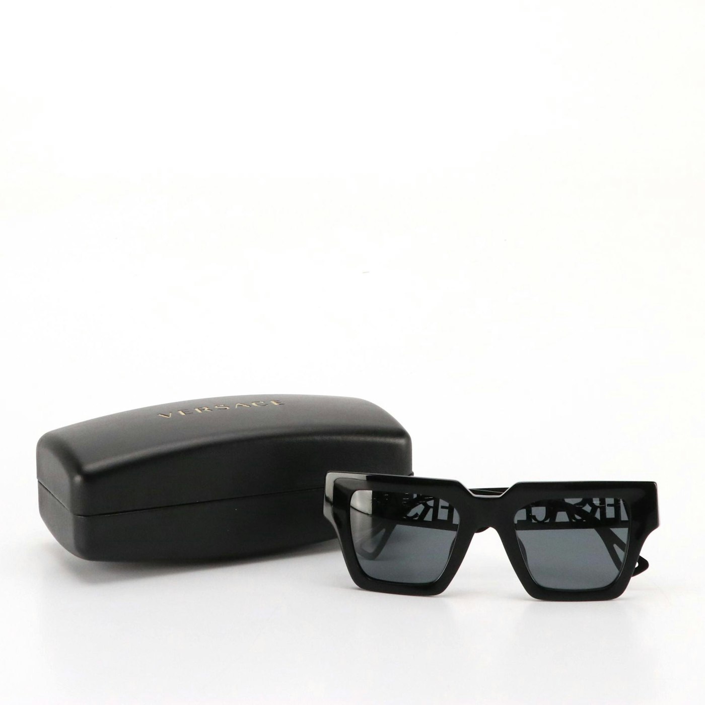 Versace Mod.4431-F Logo Temple Black Square Sunglasses with Case and ...
