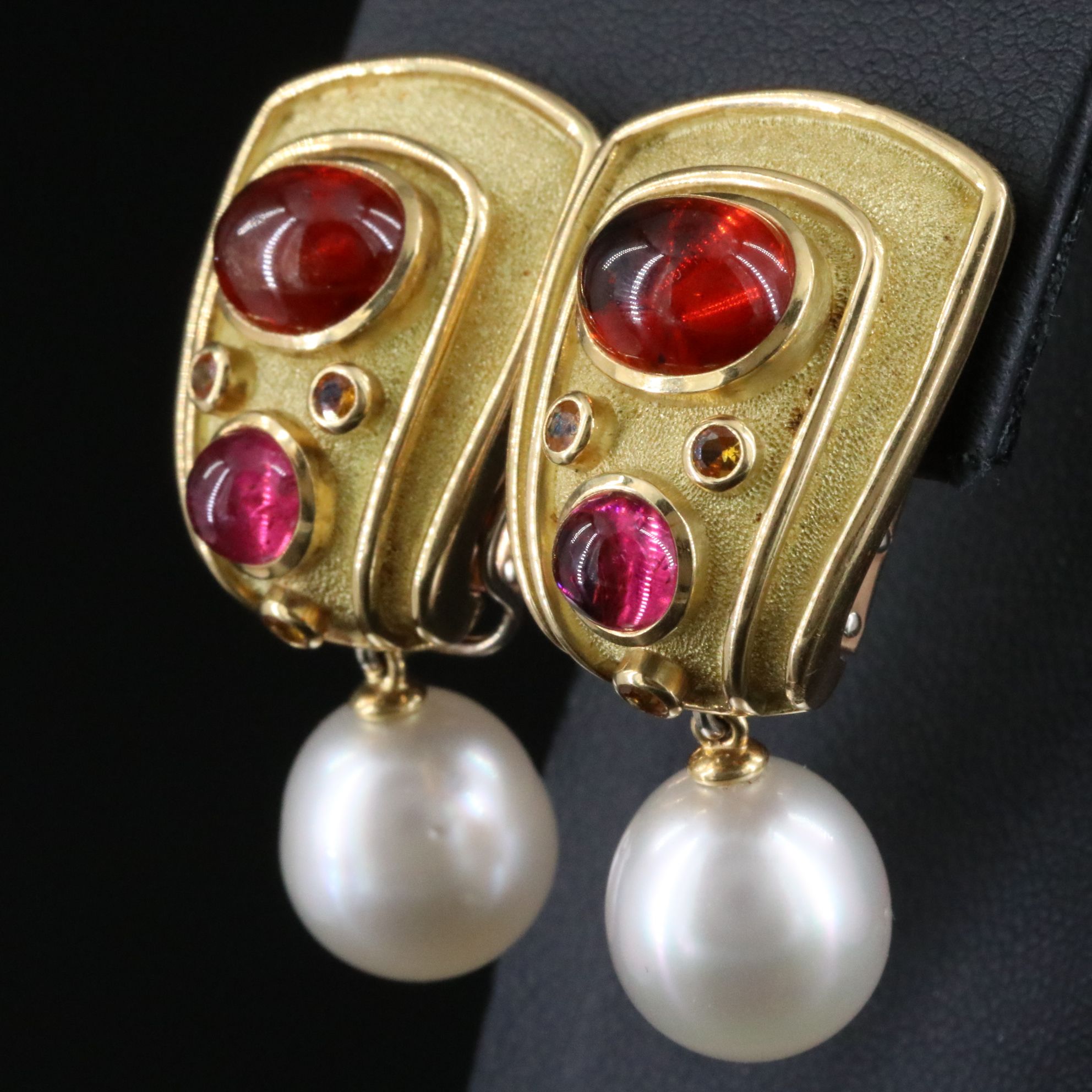 Leo de Vroomen 18K Gemstone Convertible Clip Earrings