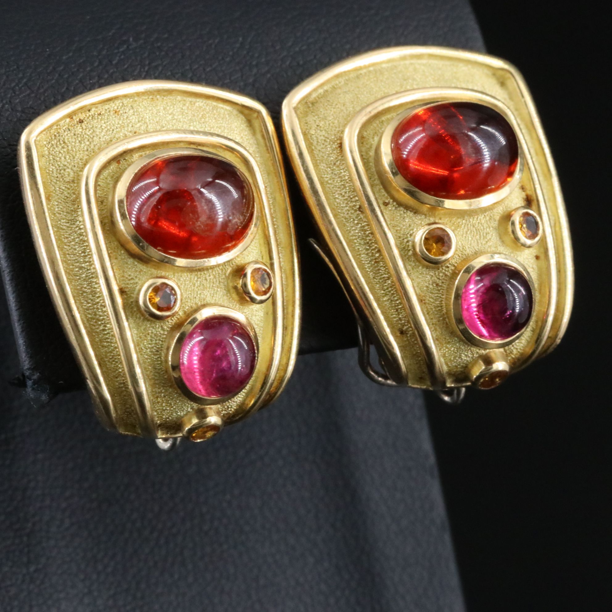 Leo de Vroomen 18K Gemstone Convertible Clip Earrings