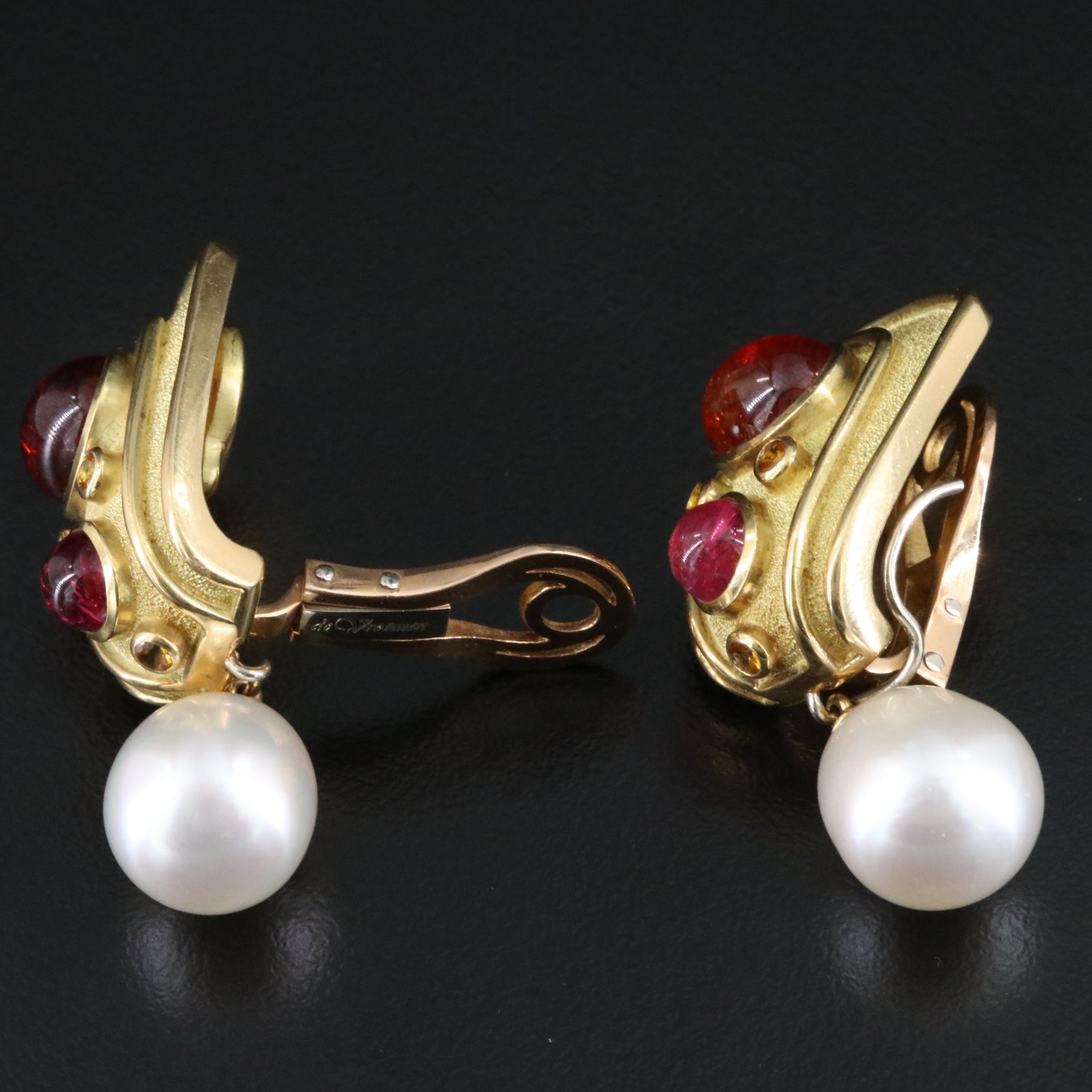 Leo de Vroomen 18K Gemstone Convertible Clip Earrings