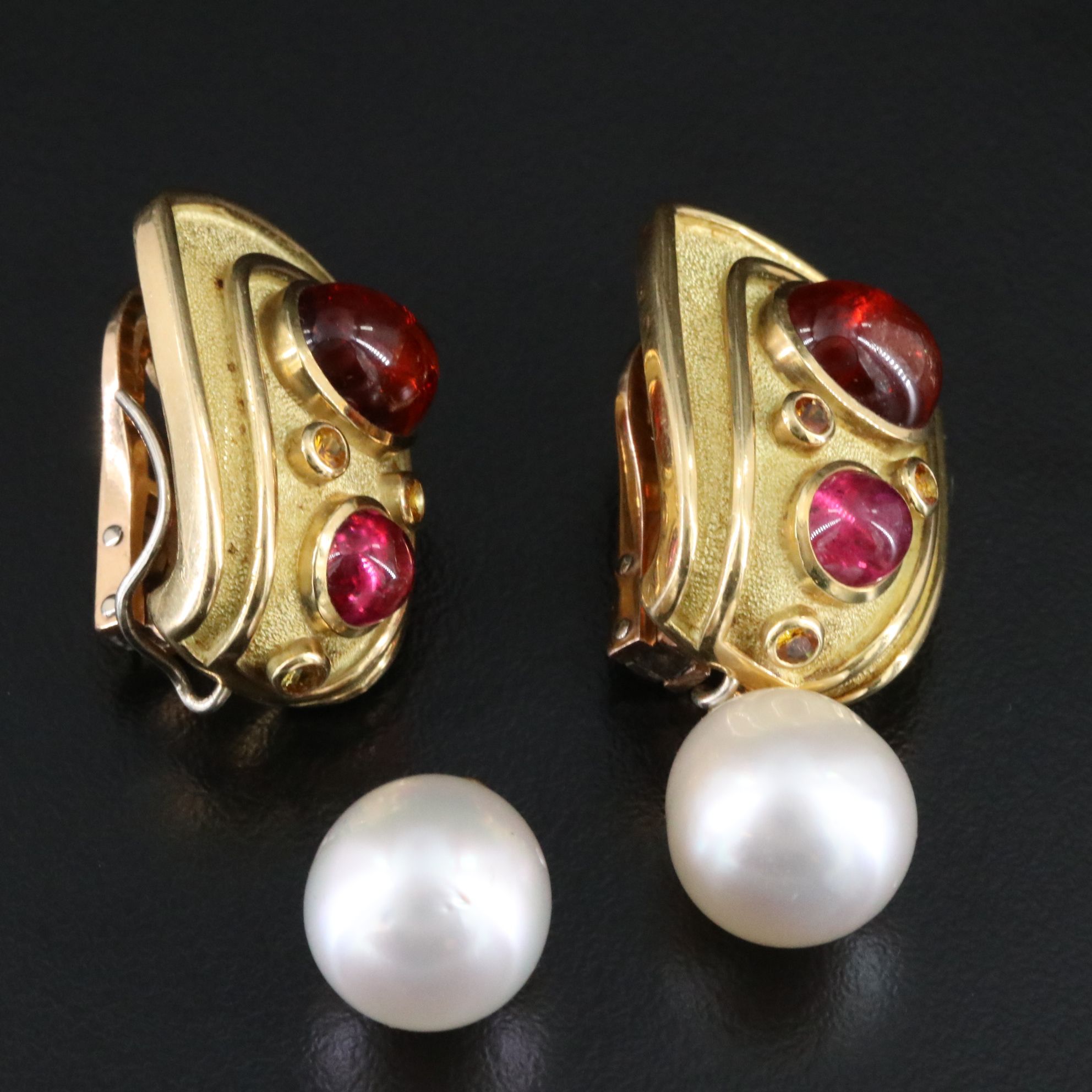 Leo de Vroomen 18K Gemstone Convertible Clip Earrings