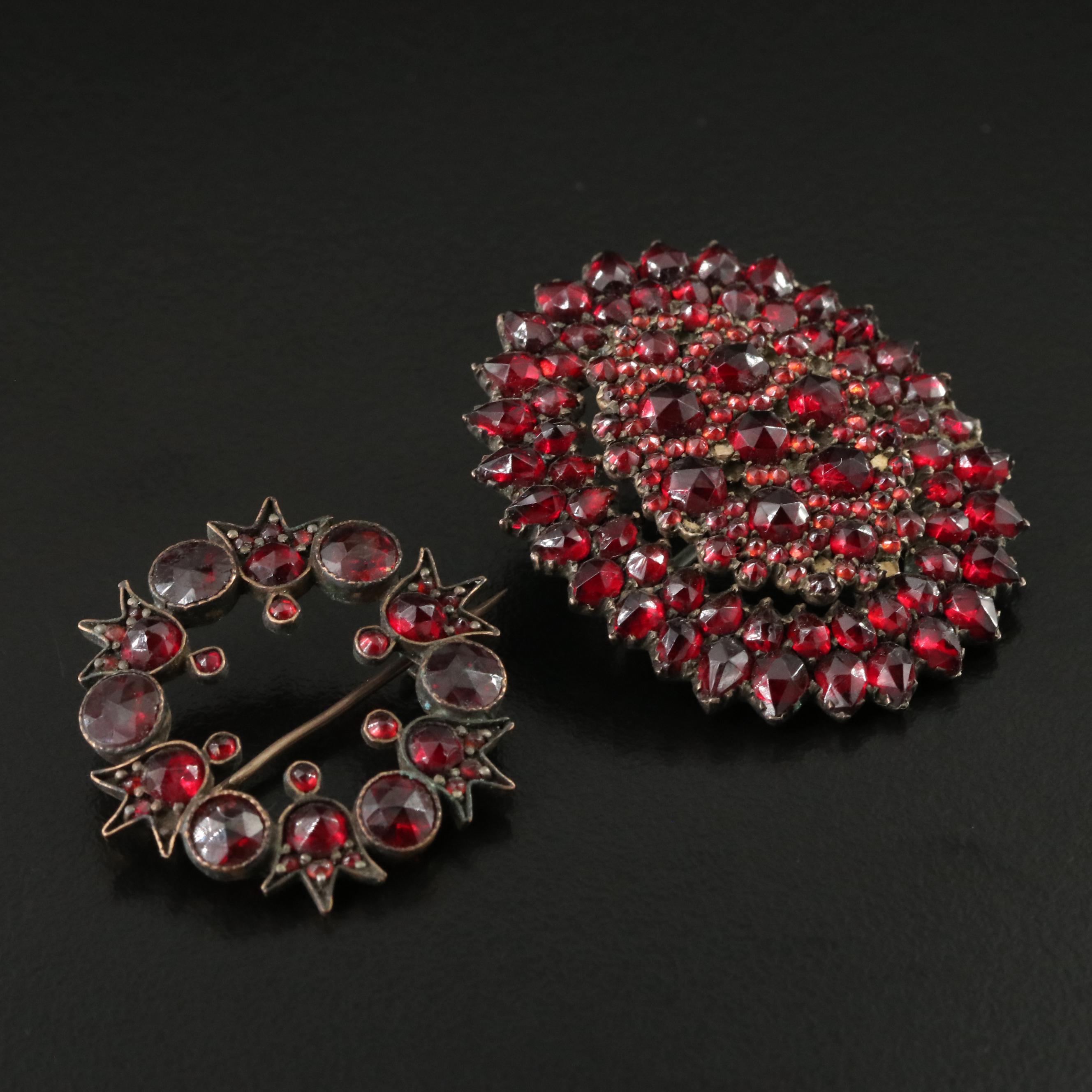 Collection of Vintage Garnet Jewelry Including Victorian