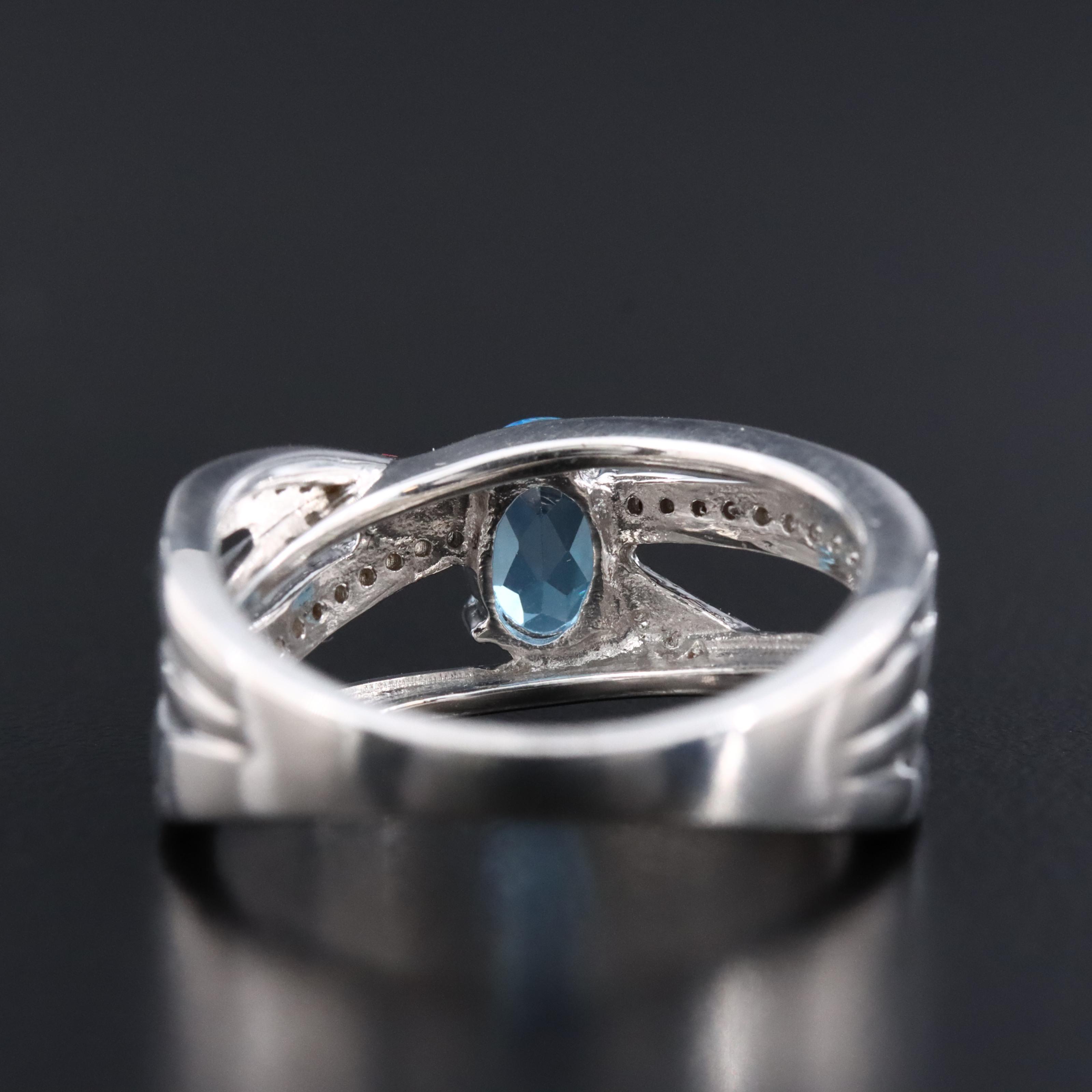 Sterling Swiss Blue Topaz and White Sapphire Ring