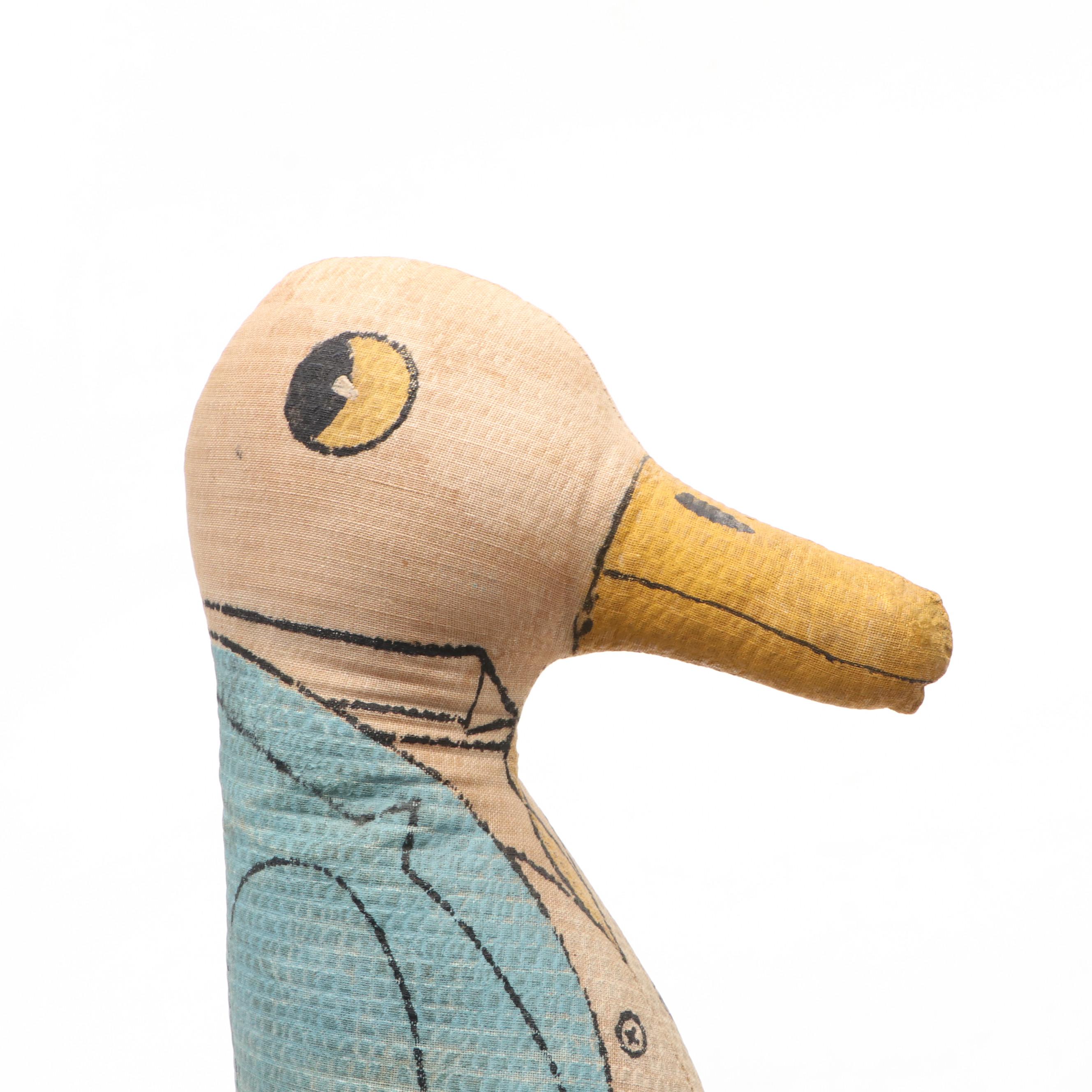 Oil Cloth Boy and Seagull Dolls, Early to Mid-20th Century