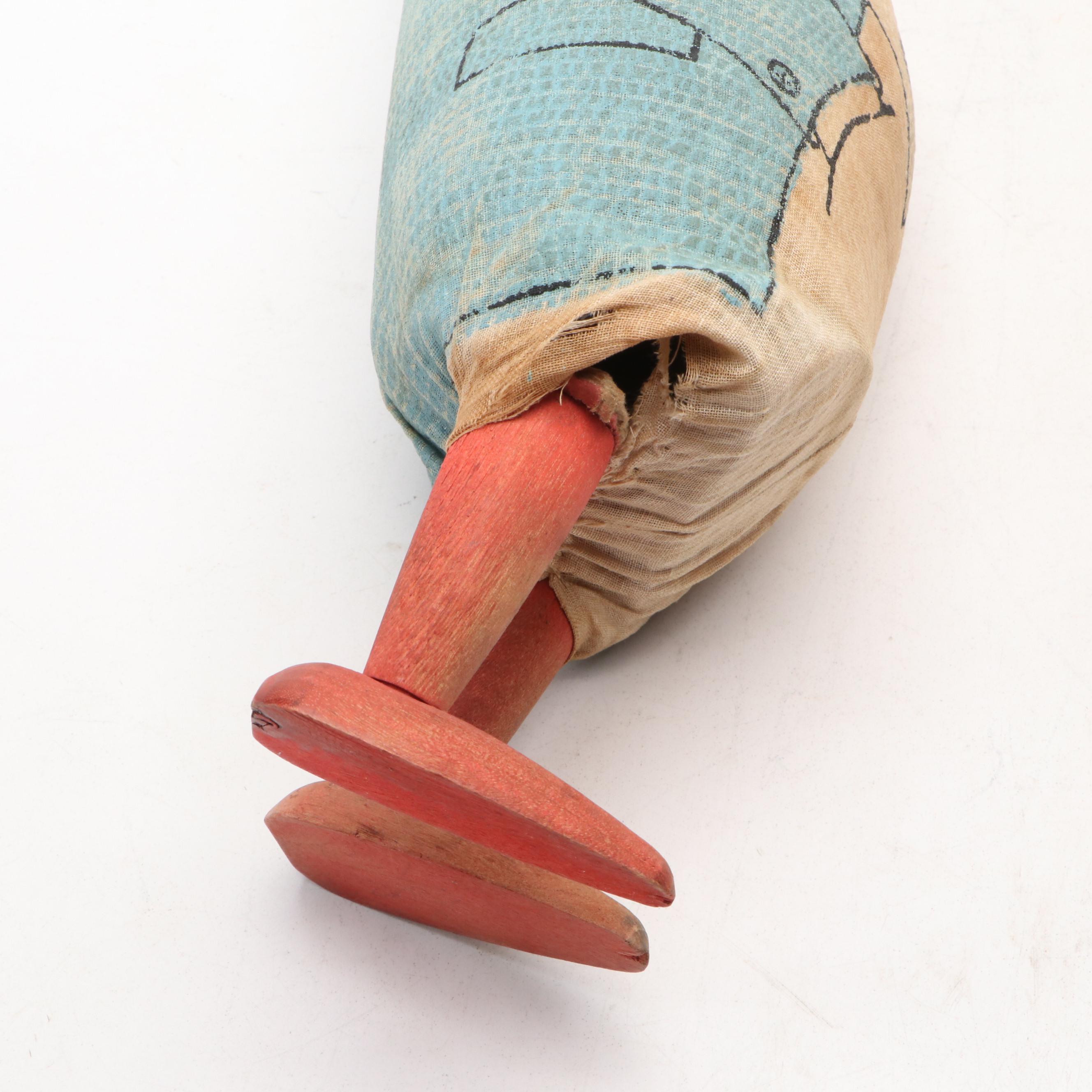 Oil Cloth Boy and Seagull Dolls, Early to Mid-20th Century