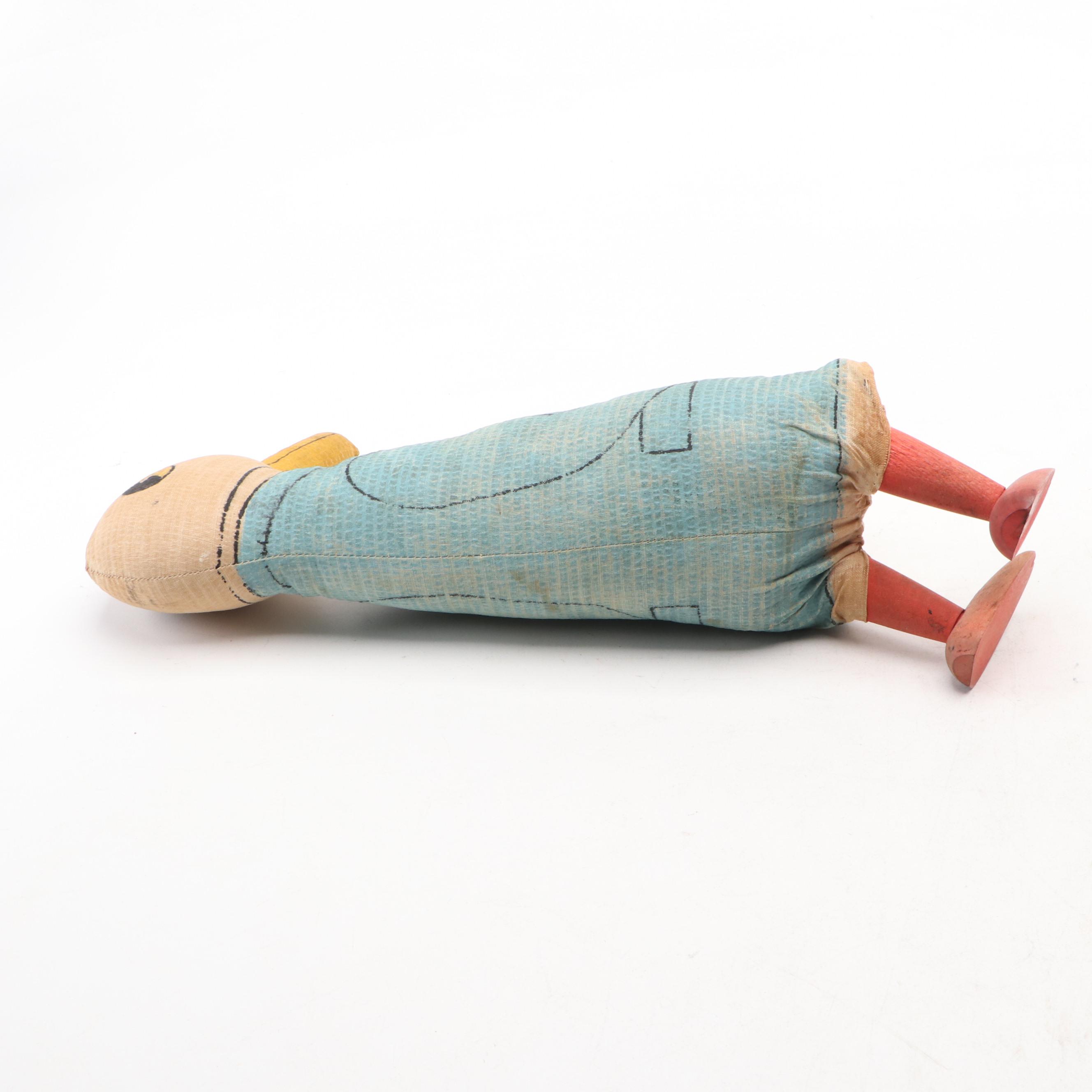 Oil Cloth Boy and Seagull Dolls, Early to Mid-20th Century