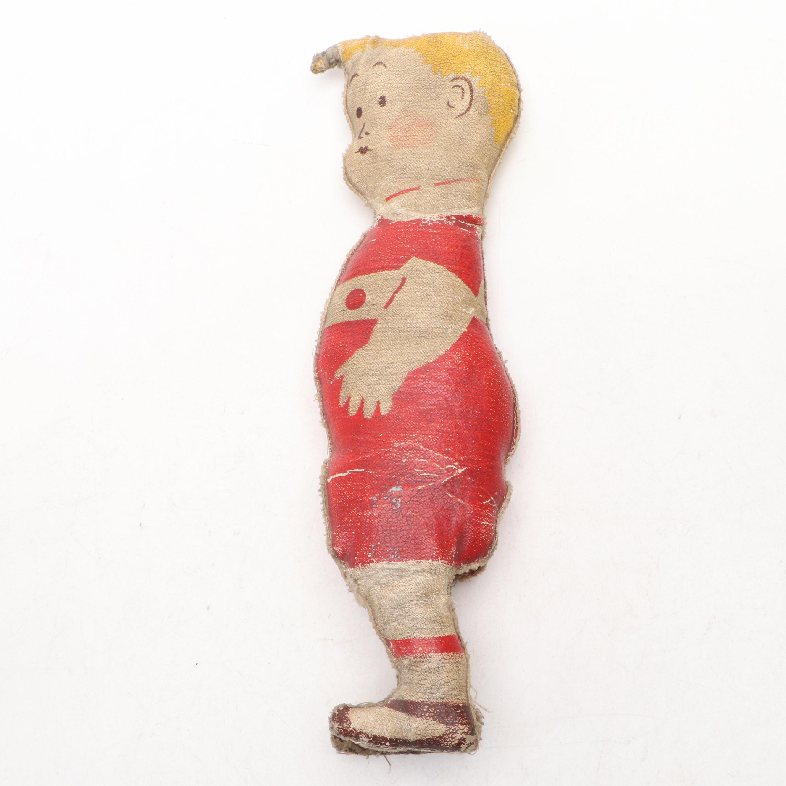 Oil Cloth Boy and Seagull Dolls, Early to Mid-20th Century
